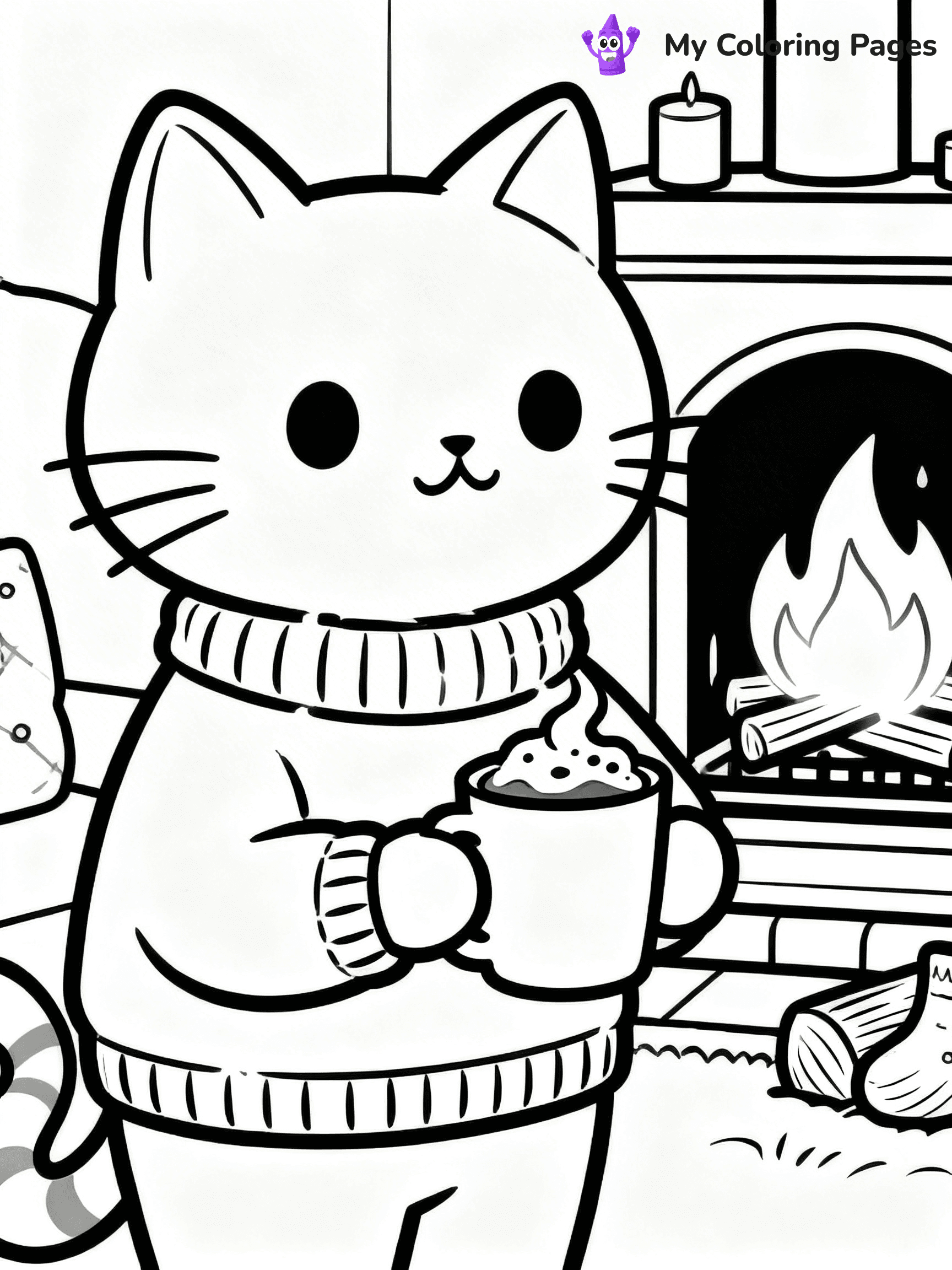 Cartoon Cat Coloring Pages - 15