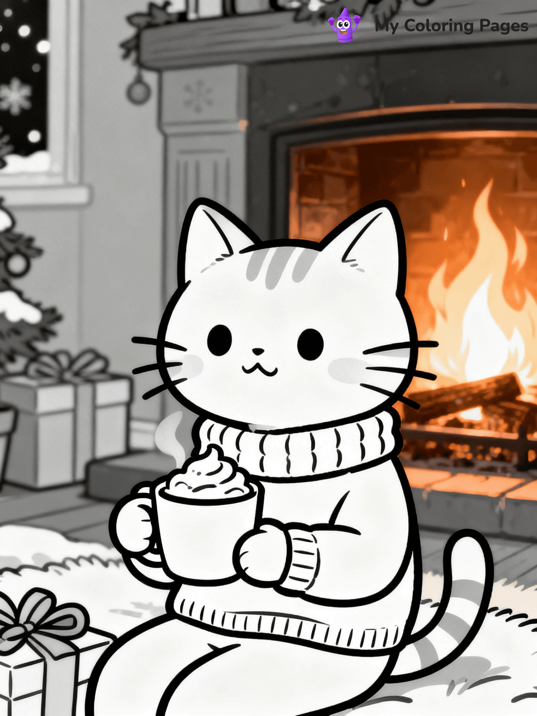 Cartoon Cat Coloring Pages - 13