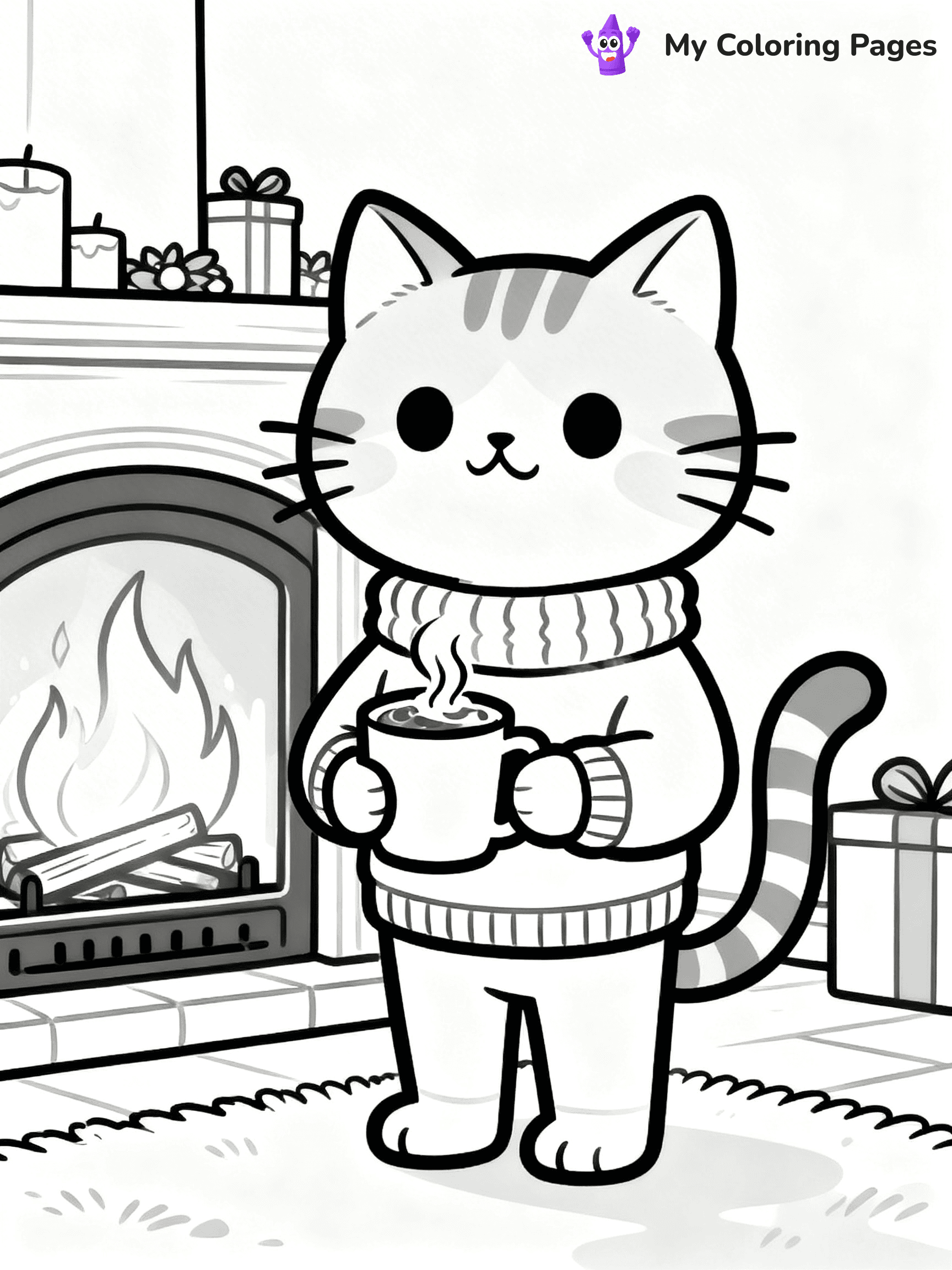 Cartoon Cat Coloring Pages - 4