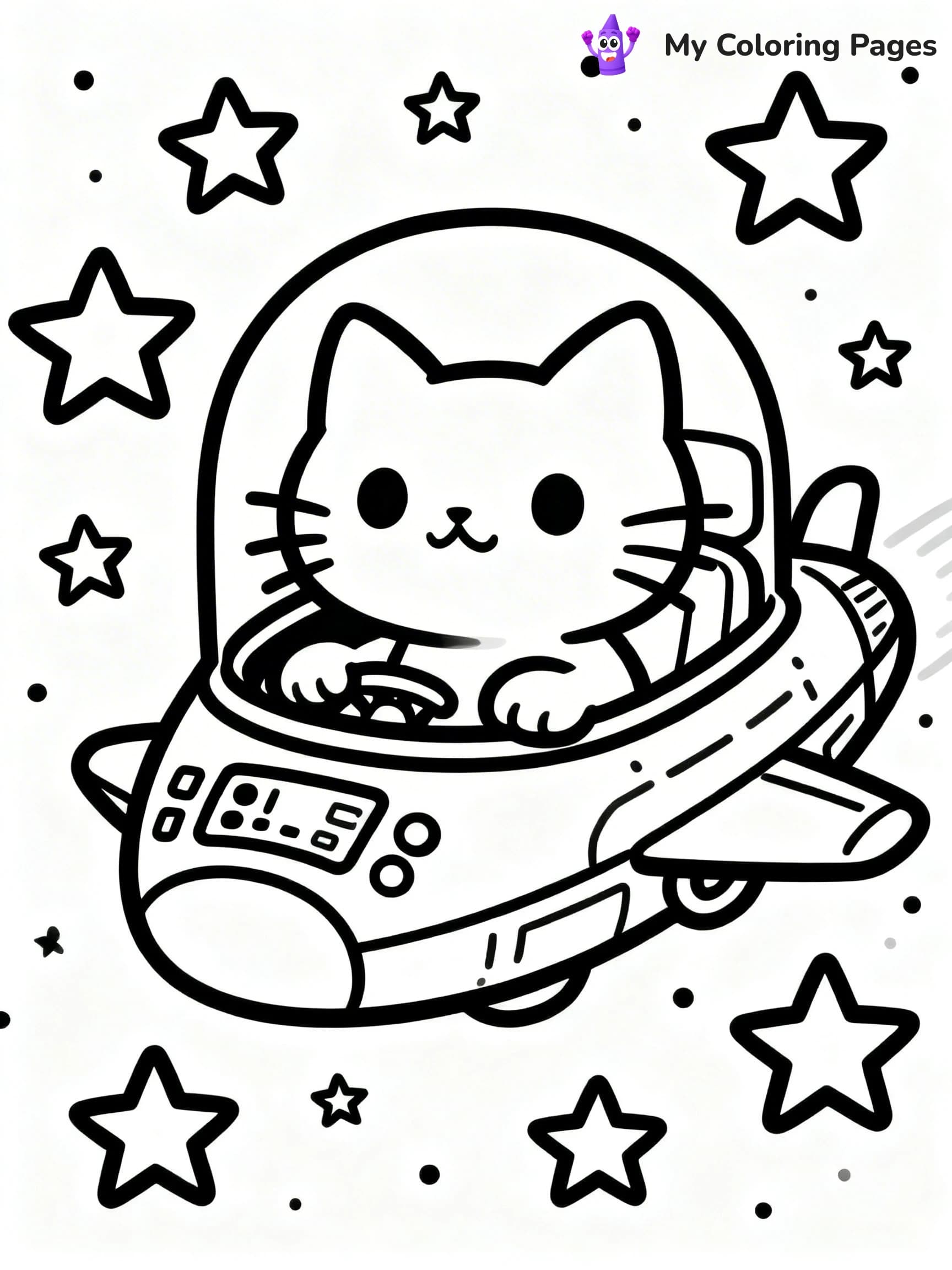 Cartoon Cat Coloring Pages - 1