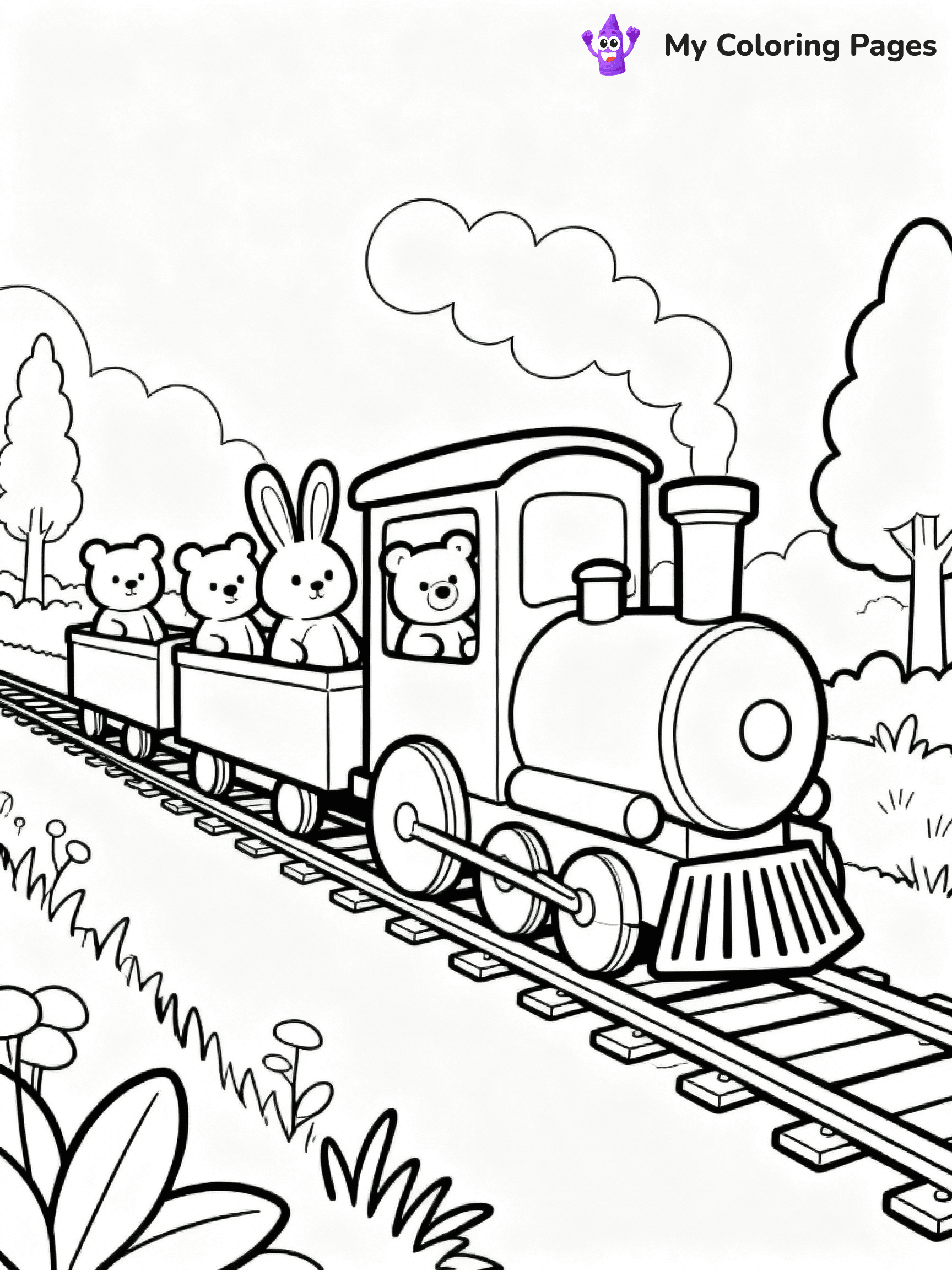 ⚠️ CRITICAL REQUIREMENT - ABSOLUTE BLACK AND WHITE ONLY ⚠️
This MUST be a BLACK AND WHITE line drawing ONLY. NO COLORS whatsoever.
- ONLY pure black lines (#000000) on pure white background (#FFFFFF)
- ABSOLUTELY NO colors, NO shading, NO gradients, NO grayscale
- If there are ANY colors in the output, the image is REJECTED
- This is a COLORING PAGE - meant to be COLORED IN by children
- The output must be UNCOLORED line art ready for coloring
⚠️ SUBJECT TO DRAW: Cartoon train with playful animals, bunnies and bears, in whimsical style, chugging along a track
(REMEMBER: Output must be BLACK AND WHITE line art only, NOT colored!)
# COLORING PAGE: BLACK OUTLINES ONLY - WHITE BACKGROUND MANDATORY
Create a **coloring book page** using EXACTLY two values: black lines, white space.
## NON-NEGOTIABLE BINARY RULES
- **ONLY #000000 (black) and #FFFFFF (white)** - NO other values exist
- **EVERY PIXEL = BLACK OR WHITE** - no gray/shading/antialiasing
- **WHITE BACKGROUND MANDATORY** - entire canvas stays white
- **ALL SHAPES HOLLOW** - everything is empty outlines waiting to be colored
- **FORBIDDEN:** fills, shading, gradients, patterns, textures, colors
- **NO SOLID REGIONS** - if it's not a thin line, it's wrong
## Universal Line Standards
- Black outlines ONLY - thin, uniform weight
- Every shape completely empty inside
- Closed contours suitable for coloring
- Simple flat illustration - zero depth/3D/realism
- **Style:** Whimsical Doodle Art Alley - rounded, friendly outlines (unless specified)
## Everything = Outline Only
- Characters/animals: hollow shapes
- Objects/clothing: empty contours
- Backgrounds/scenery: line work only
- Natural elements: outlined forms
- Dark/night areas: don't exist (use outlined symbols)
- Textures/patterns: convert to simple lines
## The Test
Can a child color EVERY white space with crayons? If any area is pre-filled/shaded/gray or colored in, it FAILS. Every shape must be waiting to receive color.
**FINAL OUTPUT**: Binary coloring page. Black lines define shapes. White spaces ready for coloring. Nothing else exists. No exceptions. Print-ready.
⚠️ FINAL REMINDER: Draw the subject "Cartoon train with playful animals, bunnies and bears, in whimsical style, chugging along a track" as BLACK AND WHITE line art. Zero colors in output.