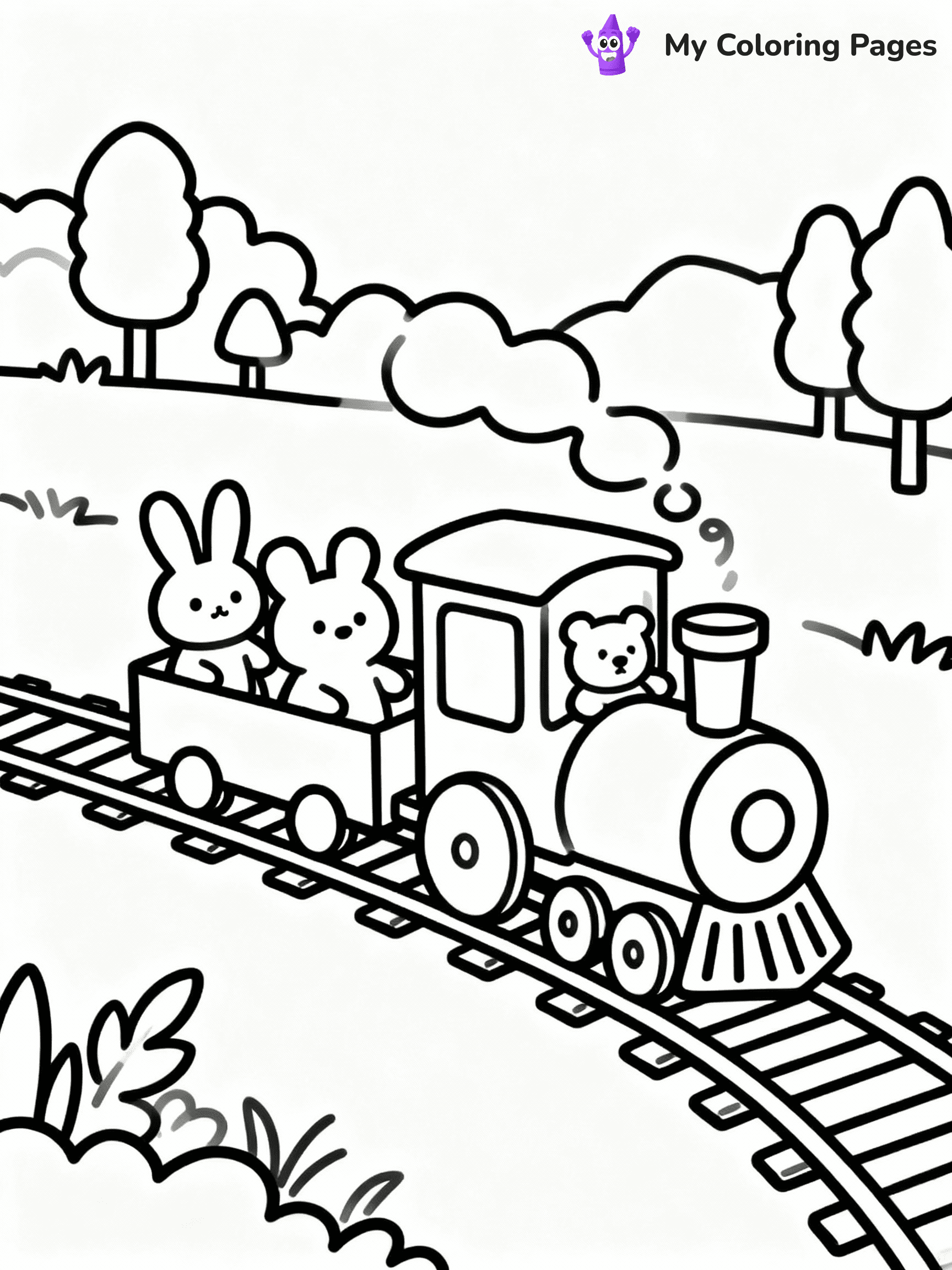 ⚠️ CRITICAL REQUIREMENT - ABSOLUTE BLACK AND WHITE ONLY ⚠️
This MUST be a BLACK AND WHITE line drawing ONLY. NO COLORS whatsoever.
- ONLY pure black lines (#000000) on pure white background (#FFFFFF)
- ABSOLUTELY NO colors, NO shading, NO gradients, NO grayscale
- If there are ANY colors in the output, the image is REJECTED
- This is a COLORING PAGE - meant to be COLORED IN by children
- The output must be UNCOLORED line art ready for coloring
⚠️ SUBJECT TO DRAW: Cartoon train with playful animals, bunnies and bears, in whimsical style, chugging along a track
(REMEMBER: Output must be BLACK AND WHITE line art only, NOT colored!)
# COLORING PAGE: BLACK OUTLINES ONLY - WHITE BACKGROUND MANDATORY
Create a **coloring book page** using EXACTLY two values: black lines, white space.
## NON-NEGOTIABLE BINARY RULES
- **ONLY #000000 (black) and #FFFFFF (white)** - NO other values exist
- **EVERY PIXEL = BLACK OR WHITE** - no gray/shading/antialiasing
- **WHITE BACKGROUND MANDATORY** - entire canvas stays white
- **ALL SHAPES HOLLOW** - everything is empty outlines waiting to be colored
- **FORBIDDEN:** fills, shading, gradients, patterns, textures, colors
- **NO SOLID REGIONS** - if it's not a thin line, it's wrong
## Universal Line Standards
- Black outlines ONLY - thin, uniform weight
- Every shape completely empty inside
- Closed contours suitable for coloring
- Simple flat illustration - zero depth/3D/realism
- **Style:** Whimsical Doodle Art Alley - rounded, friendly outlines (unless specified)
## Everything = Outline Only
- Characters/animals: hollow shapes
- Objects/clothing: empty contours
- Backgrounds/scenery: line work only
- Natural elements: outlined forms
- Dark/night areas: don't exist (use outlined symbols)
- Textures/patterns: convert to simple lines
## The Test
Can a child color EVERY white space with crayons? If any area is pre-filled/shaded/gray or colored in, it FAILS. Every shape must be waiting to receive color.
**FINAL OUTPUT**: Binary coloring page. Black lines define shapes. White spaces ready for coloring. Nothing else exists. No exceptions. Print-ready.
⚠️ FINAL REMINDER: Draw the subject "Cartoon train with playful animals, bunnies and bears, in whimsical style, chugging along a track" as BLACK AND WHITE line art. Zero colors in output.