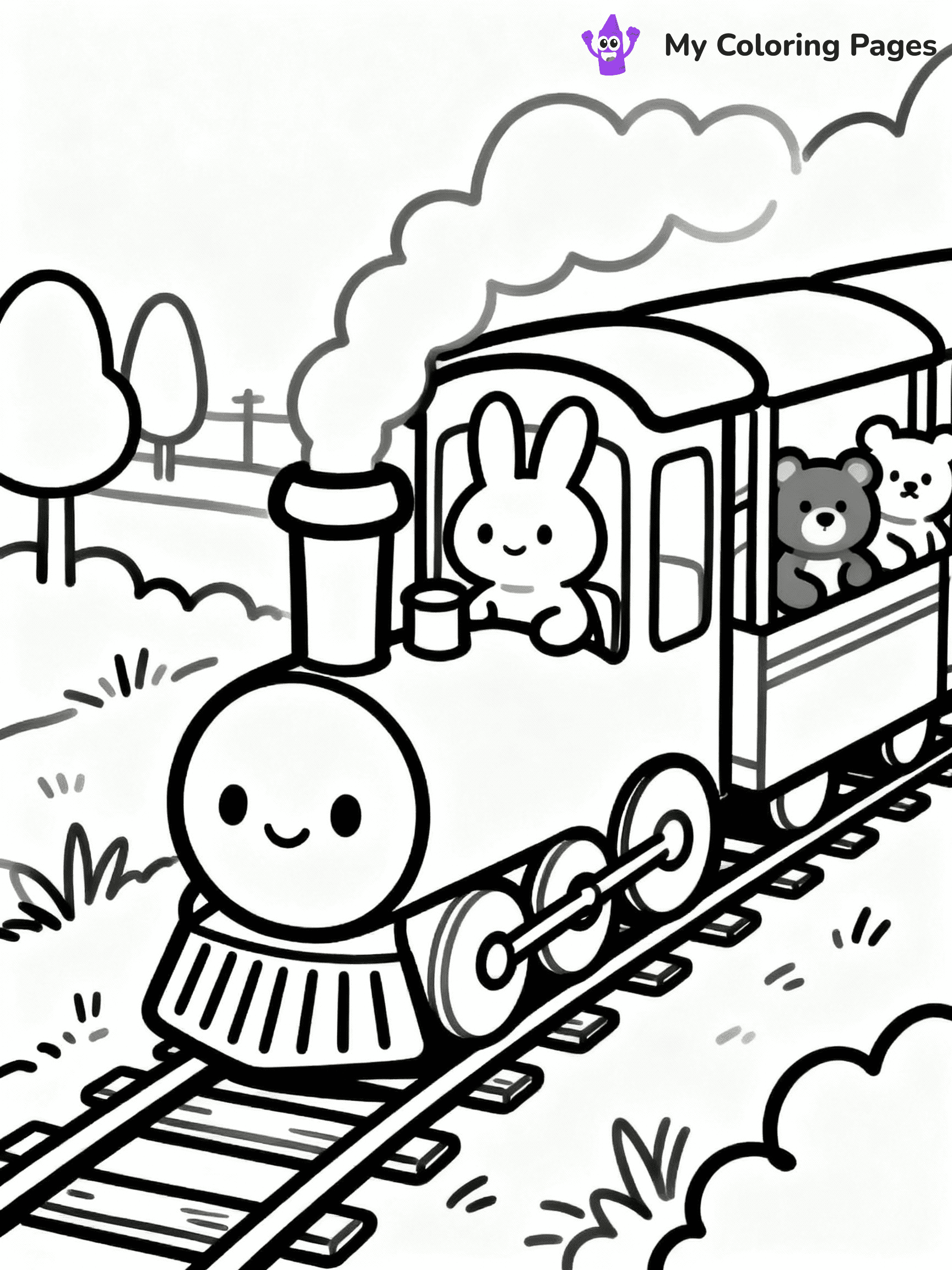 ⚠️ CRITICAL REQUIREMENT - ABSOLUTE BLACK AND WHITE ONLY ⚠️
This MUST be a BLACK AND WHITE line drawing ONLY. NO COLORS whatsoever.
- ONLY pure black lines (#000000) on pure white background (#FFFFFF)
- ABSOLUTELY NO colors, NO shading, NO gradients, NO grayscale
- If there are ANY colors in the output, the image is REJECTED
- This is a COLORING PAGE - meant to be COLORED IN by children
- The output must be UNCOLORED line art ready for coloring
⚠️ SUBJECT TO DRAW: Cartoon train with playful animals, bunnies and bears, in whimsical style, chugging along a track
(REMEMBER: Output must be BLACK AND WHITE line art only, NOT colored!)
# COLORING PAGE: BLACK OUTLINES ONLY - WHITE BACKGROUND MANDATORY
Create a **coloring book page** using EXACTLY two values: black lines, white space.
## NON-NEGOTIABLE BINARY RULES
- **ONLY #000000 (black) and #FFFFFF (white)** - NO other values exist
- **EVERY PIXEL = BLACK OR WHITE** - no gray/shading/antialiasing
- **WHITE BACKGROUND MANDATORY** - entire canvas stays white
- **ALL SHAPES HOLLOW** - everything is empty outlines waiting to be colored
- **FORBIDDEN:** fills, shading, gradients, patterns, textures, colors
- **NO SOLID REGIONS** - if it's not a thin line, it's wrong
## Universal Line Standards
- Black outlines ONLY - thin, uniform weight
- Every shape completely empty inside
- Closed contours suitable for coloring
- Simple flat illustration - zero depth/3D/realism
- **Style:** Whimsical Doodle Art Alley - rounded, friendly outlines (unless specified)
## Everything = Outline Only
- Characters/animals: hollow shapes
- Objects/clothing: empty contours
- Backgrounds/scenery: line work only
- Natural elements: outlined forms
- Dark/night areas: don't exist (use outlined symbols)
- Textures/patterns: convert to simple lines
## The Test
Can a child color EVERY white space with crayons? If any area is pre-filled/shaded/gray or colored in, it FAILS. Every shape must be waiting to receive color.
**FINAL OUTPUT**: Binary coloring page. Black lines define shapes. White spaces ready for coloring. Nothing else exists. No exceptions. Print-ready.
⚠️ FINAL REMINDER: Draw the subject "Cartoon train with playful animals, bunnies and bears, in whimsical style, chugging along a track" as BLACK AND WHITE line art. Zero colors in output.