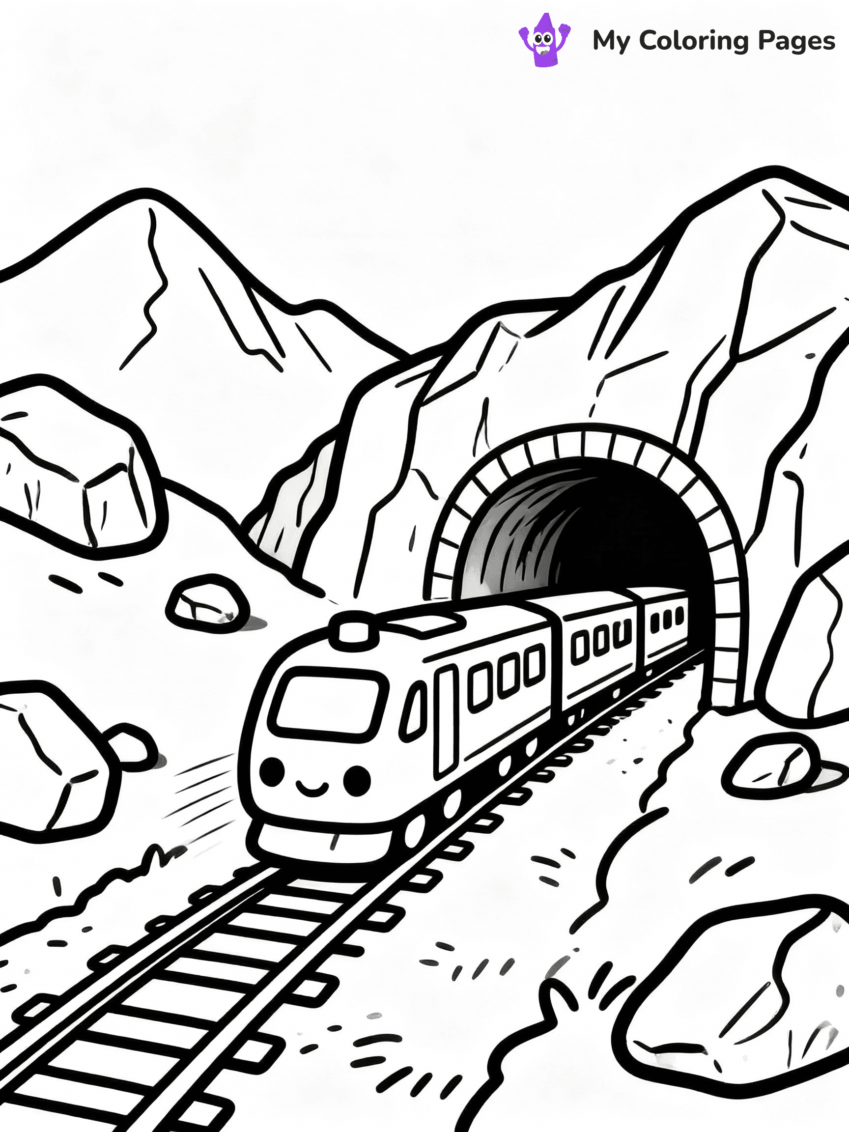 ⚠️ CRITICAL REQUIREMENT - ABSOLUTE BLACK AND WHITE ONLY ⚠️
This MUST be a BLACK AND WHITE line drawing ONLY. NO COLORS whatsoever.
- ONLY pure black lines (#000000) on pure white background (#FFFFFF)
- ABSOLUTELY NO colors, NO shading, NO gradients, NO grayscale
- If there are ANY colors in the output, the image is REJECTED
- This is a COLORING PAGE - meant to be COLORED IN by children
- The output must be UNCOLORED line art ready for coloring
⚠️ SUBJECT TO DRAW: Train traveling through a mountain tunnel, rocky landscape, in dynamic action style
(REMEMBER: Output must be BLACK AND WHITE line art only, NOT colored!)
# COLORING PAGE: BLACK OUTLINES ONLY - WHITE BACKGROUND MANDATORY
Create a **coloring book page** using EXACTLY two values: black lines, white space.
## NON-NEGOTIABLE BINARY RULES
- **ONLY #000000 (black) and #FFFFFF (white)** - NO other values exist
- **EVERY PIXEL = BLACK OR WHITE** - no gray/shading/antialiasing
- **WHITE BACKGROUND MANDATORY** - entire canvas stays white
- **ALL SHAPES HOLLOW** - everything is empty outlines waiting to be colored
- **FORBIDDEN:** fills, shading, gradients, patterns, textures, colors
- **NO SOLID REGIONS** - if it's not a thin line, it's wrong
## Universal Line Standards
- Black outlines ONLY - thin, uniform weight
- Every shape completely empty inside
- Closed contours suitable for coloring
- Simple flat illustration - zero depth/3D/realism
- **Style:** Whimsical Doodle Art Alley - rounded, friendly outlines (unless specified)
## Everything = Outline Only
- Characters/animals: hollow shapes
- Objects/clothing: empty contours
- Backgrounds/scenery: line work only
- Natural elements: outlined forms
- Dark/night areas: don't exist (use outlined symbols)
- Textures/patterns: convert to simple lines
## The Test
Can a child color EVERY white space with crayons? If any area is pre-filled/shaded/gray or colored in, it FAILS. Every shape must be waiting to receive color.
**FINAL OUTPUT**: Binary coloring page. Black lines define shapes. White spaces ready for coloring. Nothing else exists. No exceptions. Print-ready.
⚠️ FINAL REMINDER: Draw the subject "Train traveling through a mountain tunnel, rocky landscape, in dynamic action style" as BLACK AND WHITE line art. Zero colors in output.