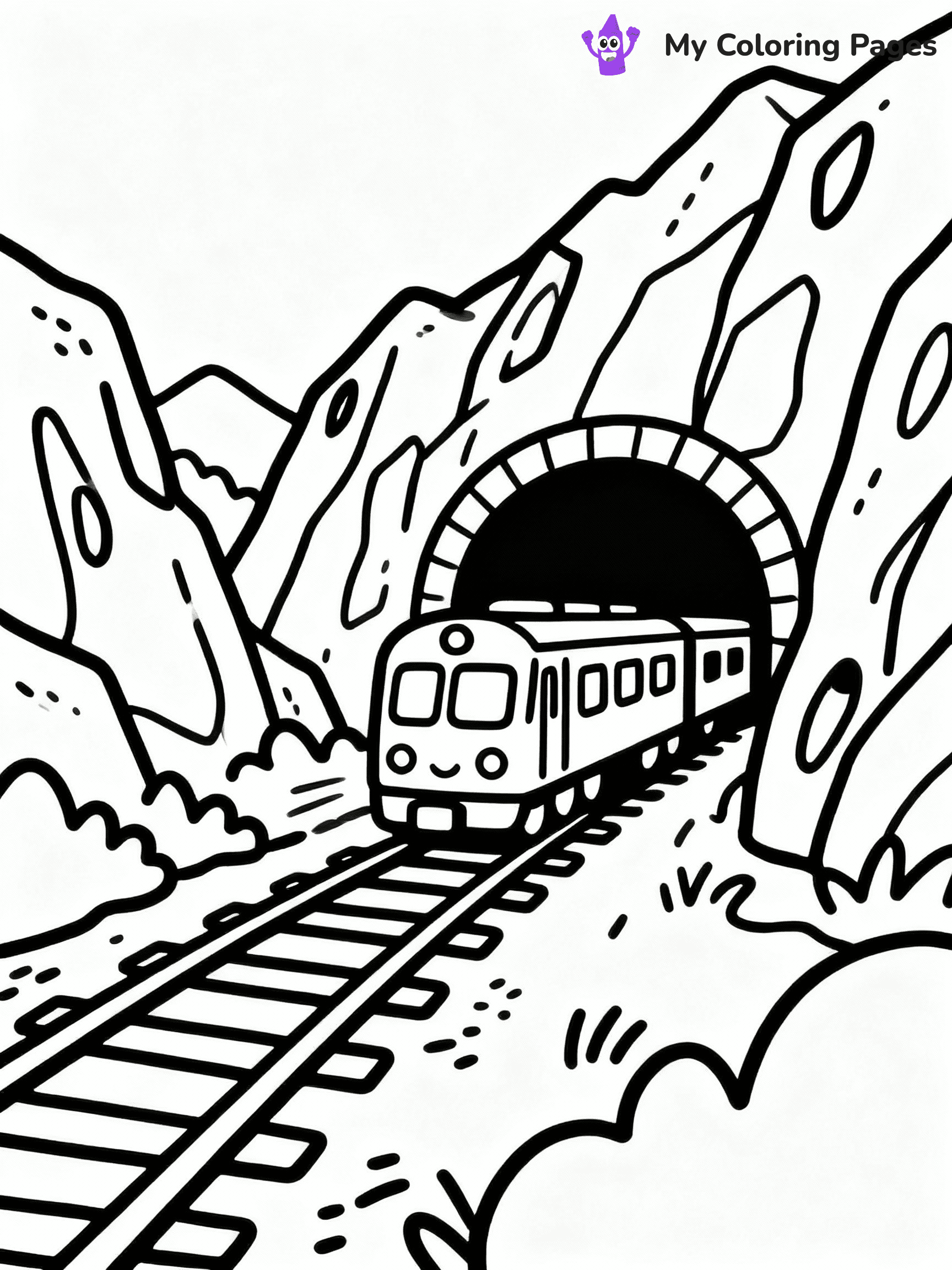 ⚠️ CRITICAL REQUIREMENT - ABSOLUTE BLACK AND WHITE ONLY ⚠️
This MUST be a BLACK AND WHITE line drawing ONLY. NO COLORS whatsoever.
- ONLY pure black lines (#000000) on pure white background (#FFFFFF)
- ABSOLUTELY NO colors, NO shading, NO gradients, NO grayscale
- If there are ANY colors in the output, the image is REJECTED
- This is a COLORING PAGE - meant to be COLORED IN by children
- The output must be UNCOLORED line art ready for coloring
⚠️ SUBJECT TO DRAW: Train traveling through a mountain tunnel, rocky landscape, in dynamic action style
(REMEMBER: Output must be BLACK AND WHITE line art only, NOT colored!)
# COLORING PAGE: BLACK OUTLINES ONLY - WHITE BACKGROUND MANDATORY
Create a **coloring book page** using EXACTLY two values: black lines, white space.
## NON-NEGOTIABLE BINARY RULES
- **ONLY #000000 (black) and #FFFFFF (white)** - NO other values exist
- **EVERY PIXEL = BLACK OR WHITE** - no gray/shading/antialiasing
- **WHITE BACKGROUND MANDATORY** - entire canvas stays white
- **ALL SHAPES HOLLOW** - everything is empty outlines waiting to be colored
- **FORBIDDEN:** fills, shading, gradients, patterns, textures, colors
- **NO SOLID REGIONS** - if it's not a thin line, it's wrong
## Universal Line Standards
- Black outlines ONLY - thin, uniform weight
- Every shape completely empty inside
- Closed contours suitable for coloring
- Simple flat illustration - zero depth/3D/realism
- **Style:** Whimsical Doodle Art Alley - rounded, friendly outlines (unless specified)
## Everything = Outline Only
- Characters/animals: hollow shapes
- Objects/clothing: empty contours
- Backgrounds/scenery: line work only
- Natural elements: outlined forms
- Dark/night areas: don't exist (use outlined symbols)
- Textures/patterns: convert to simple lines
## The Test
Can a child color EVERY white space with crayons? If any area is pre-filled/shaded/gray or colored in, it FAILS. Every shape must be waiting to receive color.
**FINAL OUTPUT**: Binary coloring page. Black lines define shapes. White spaces ready for coloring. Nothing else exists. No exceptions. Print-ready.
⚠️ FINAL REMINDER: Draw the subject "Train traveling through a mountain tunnel, rocky landscape, in dynamic action style" as BLACK AND WHITE line art. Zero colors in output.