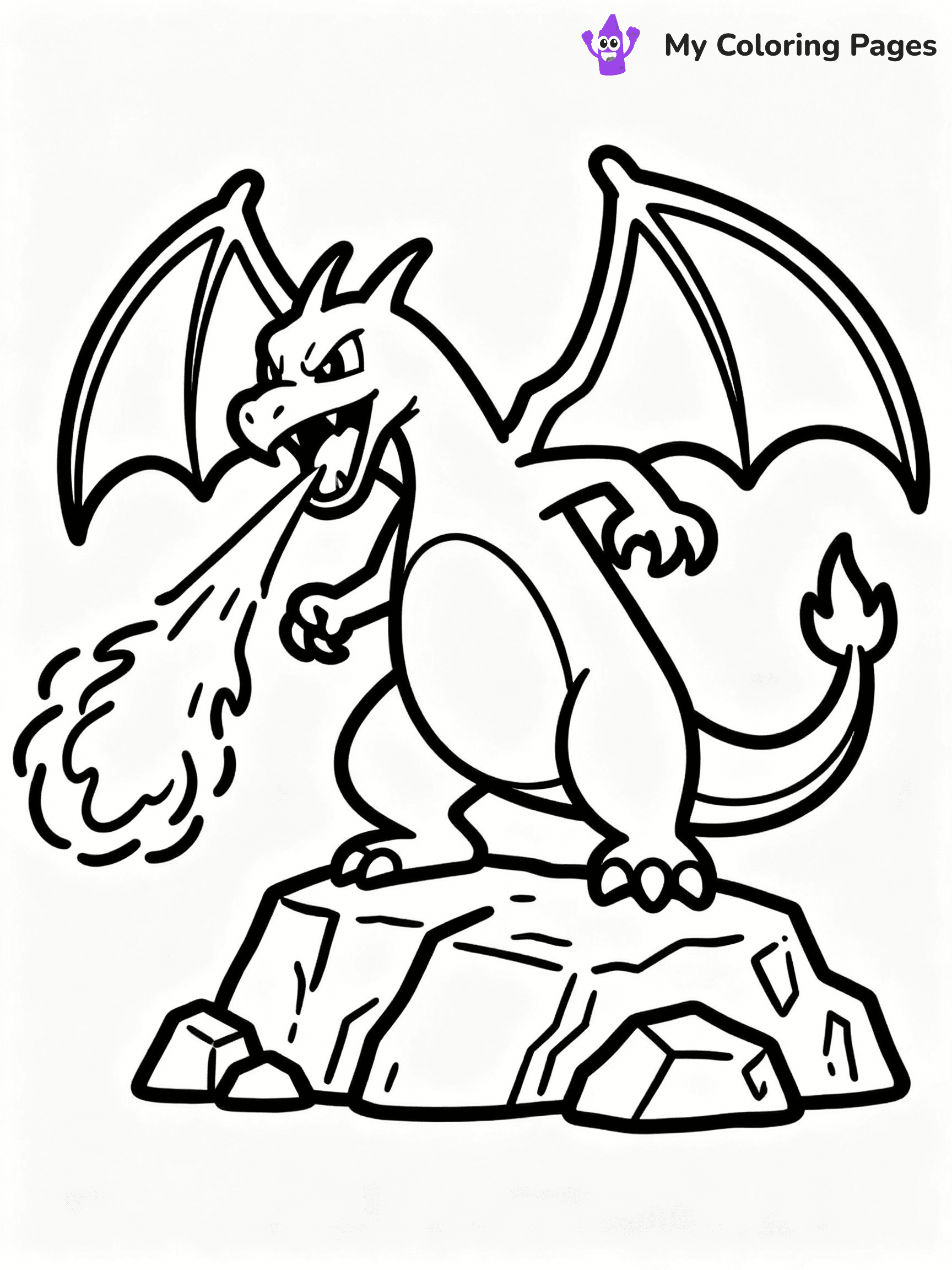 ⚠️ CRITICAL REQUIREMENT - ABSOLUTE BLACK AND WHITE ONLY ⚠️
This MUST be a BLACK AND WHITE line drawing ONLY. NO COLORS whatsoever.
- ONLY pure black lines (#000000) on pure white background (#FFFFFF)
- ABSOLUTELY NO colors, NO shading, NO gradients, NO grayscale
- If there are ANY colors in the output, the image is REJECTED
- This is a COLORING PAGE - meant to be COLORED IN by children
- The output must be UNCOLORED line art ready for coloring
⚠️ SUBJECT TO DRAW: Charizard from Pokémon in classic Pokémon style, breathing fire, rocky terrain below, fierce pose
(REMEMBER: Output must be BLACK AND WHITE line art only, NOT colored!)
# COLORING PAGE: BLACK OUTLINES ONLY - WHITE BACKGROUND MANDATORY
Create a **coloring book page** using EXACTLY two values: black lines, white space.
## NON-NEGOTIABLE BINARY RULES
- **ONLY #000000 (black) and #FFFFFF (white)** - NO other values exist
- **EVERY PIXEL = BLACK OR WHITE** - no gray/shading/antialiasing
- **WHITE BACKGROUND MANDATORY** - entire canvas stays white
- **ALL SHAPES HOLLOW** - everything is empty outlines waiting to be colored
- **FORBIDDEN:** fills, shading, gradients, patterns, textures, colors
- **NO SOLID REGIONS** - if it's not a thin line, it's wrong
## Universal Line Standards
- Black outlines ONLY - thin, uniform weight
- Every shape completely empty inside
- Closed contours suitable for coloring
- Simple flat illustration - zero depth/3D/realism
- **Style:** Whimsical Doodle Art Alley - rounded, friendly outlines (unless specified)
## Everything = Outline Only
- Characters/animals: hollow shapes
- Objects/clothing: empty contours
- Backgrounds/scenery: line work only
- Natural elements: outlined forms
- Dark/night areas: don't exist (use outlined symbols)
- Textures/patterns: convert to simple lines
## The Test
Can a child color EVERY white space with crayons? If any area is pre-filled/shaded/gray or colored in, it FAILS. Every shape must be waiting to receive color.
**FINAL OUTPUT**: Binary coloring page. Black lines define shapes. White spaces ready for coloring. Nothing else exists. No exceptions. Print-ready.
⚠️ FINAL REMINDER: Draw the subject "Charizard from Pokémon in classic Pokémon style, breathing fire, rocky terrain below, fierce pose" as BLACK AND WHITE line art. Zero colors in output.
