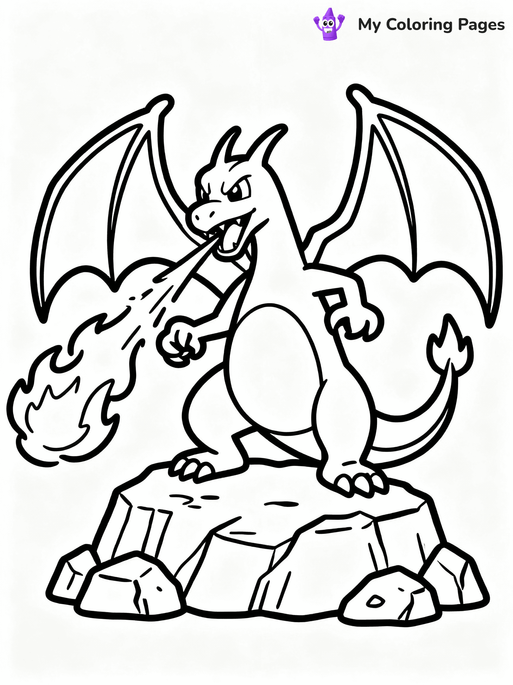 ⚠️ CRITICAL REQUIREMENT - ABSOLUTE BLACK AND WHITE ONLY ⚠️
This MUST be a BLACK AND WHITE line drawing ONLY. NO COLORS whatsoever.
- ONLY pure black lines (#000000) on pure white background (#FFFFFF)
- ABSOLUTELY NO colors, NO shading, NO gradients, NO grayscale
- If there are ANY colors in the output, the image is REJECTED
- This is a COLORING PAGE - meant to be COLORED IN by children
- The output must be UNCOLORED line art ready for coloring
⚠️ SUBJECT TO DRAW: Charizard from Pokémon in classic Pokémon style, breathing fire, rocky terrain below, fierce pose
(REMEMBER: Output must be BLACK AND WHITE line art only, NOT colored!)
# COLORING PAGE: BLACK OUTLINES ONLY - WHITE BACKGROUND MANDATORY
Create a **coloring book page** using EXACTLY two values: black lines, white space.
## NON-NEGOTIABLE BINARY RULES
- **ONLY #000000 (black) and #FFFFFF (white)** - NO other values exist
- **EVERY PIXEL = BLACK OR WHITE** - no gray/shading/antialiasing
- **WHITE BACKGROUND MANDATORY** - entire canvas stays white
- **ALL SHAPES HOLLOW** - everything is empty outlines waiting to be colored
- **FORBIDDEN:** fills, shading, gradients, patterns, textures, colors
- **NO SOLID REGIONS** - if it's not a thin line, it's wrong
## Universal Line Standards
- Black outlines ONLY - thin, uniform weight
- Every shape completely empty inside
- Closed contours suitable for coloring
- Simple flat illustration - zero depth/3D/realism
- **Style:** Whimsical Doodle Art Alley - rounded, friendly outlines (unless specified)
## Everything = Outline Only
- Characters/animals: hollow shapes
- Objects/clothing: empty contours
- Backgrounds/scenery: line work only
- Natural elements: outlined forms
- Dark/night areas: don't exist (use outlined symbols)
- Textures/patterns: convert to simple lines
## The Test
Can a child color EVERY white space with crayons? If any area is pre-filled/shaded/gray or colored in, it FAILS. Every shape must be waiting to receive color.
**FINAL OUTPUT**: Binary coloring page. Black lines define shapes. White spaces ready for coloring. Nothing else exists. No exceptions. Print-ready.
⚠️ FINAL REMINDER: Draw the subject "Charizard from Pokémon in classic Pokémon style, breathing fire, rocky terrain below, fierce pose" as BLACK AND WHITE line art. Zero colors in output.