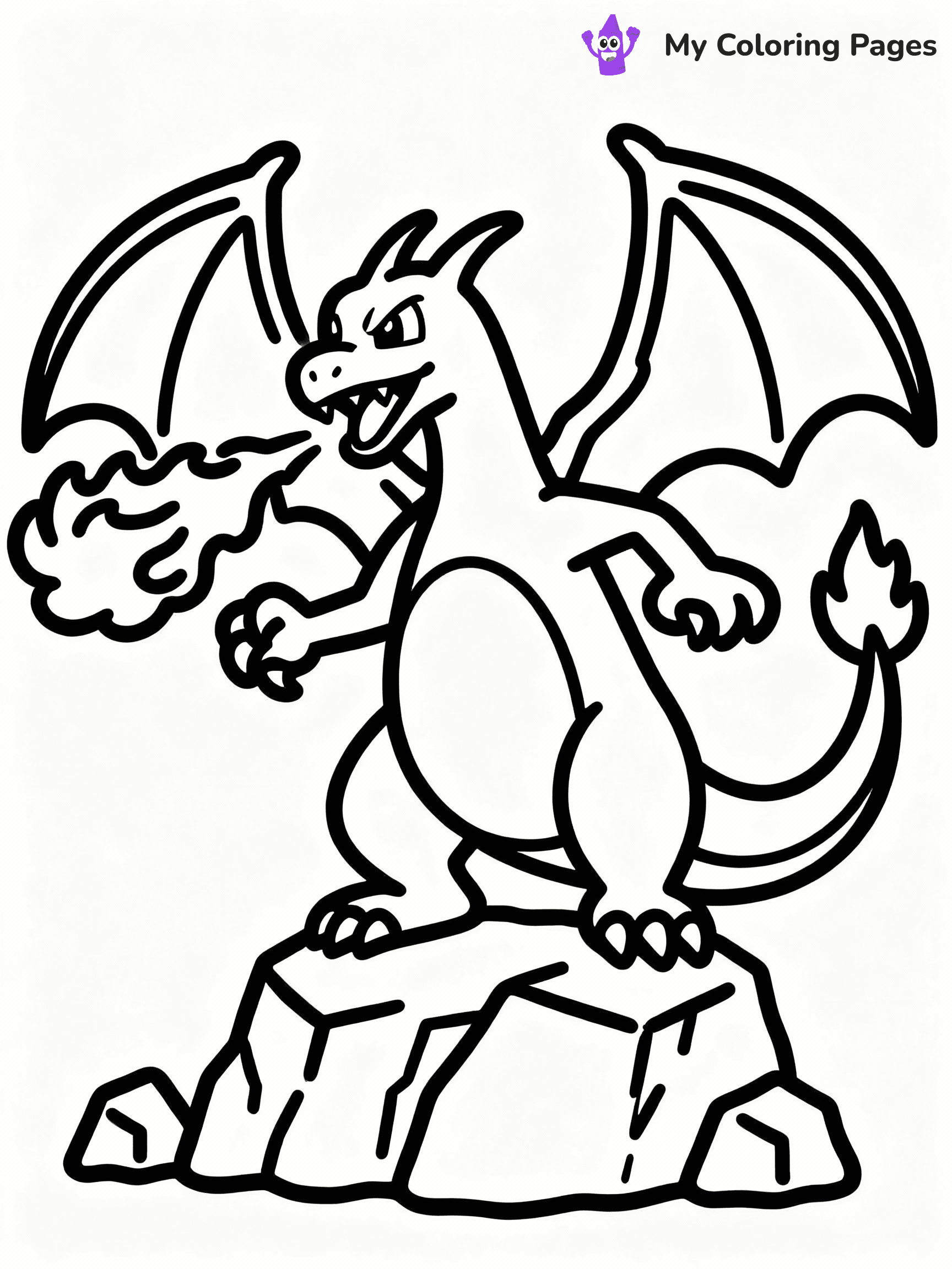 ⚠️ CRITICAL REQUIREMENT - ABSOLUTE BLACK AND WHITE ONLY ⚠️
This MUST be a BLACK AND WHITE line drawing ONLY. NO COLORS whatsoever.
- ONLY pure black lines (#000000) on pure white background (#FFFFFF)
- ABSOLUTELY NO colors, NO shading, NO gradients, NO grayscale
- If there are ANY colors in the output, the image is REJECTED
- This is a COLORING PAGE - meant to be COLORED IN by children
- The output must be UNCOLORED line art ready for coloring
⚠️ SUBJECT TO DRAW: Charizard from Pokémon in classic Pokémon style, breathing fire, rocky terrain below, fierce pose
(REMEMBER: Output must be BLACK AND WHITE line art only, NOT colored!)
# COLORING PAGE: BLACK OUTLINES ONLY - WHITE BACKGROUND MANDATORY
Create a **coloring book page** using EXACTLY two values: black lines, white space.
## NON-NEGOTIABLE BINARY RULES
- **ONLY #000000 (black) and #FFFFFF (white)** - NO other values exist
- **EVERY PIXEL = BLACK OR WHITE** - no gray/shading/antialiasing
- **WHITE BACKGROUND MANDATORY** - entire canvas stays white
- **ALL SHAPES HOLLOW** - everything is empty outlines waiting to be colored
- **FORBIDDEN:** fills, shading, gradients, patterns, textures, colors
- **NO SOLID REGIONS** - if it's not a thin line, it's wrong
## Universal Line Standards
- Black outlines ONLY - thin, uniform weight
- Every shape completely empty inside
- Closed contours suitable for coloring
- Simple flat illustration - zero depth/3D/realism
- **Style:** Whimsical Doodle Art Alley - rounded, friendly outlines (unless specified)
## Everything = Outline Only
- Characters/animals: hollow shapes
- Objects/clothing: empty contours
- Backgrounds/scenery: line work only
- Natural elements: outlined forms
- Dark/night areas: don't exist (use outlined symbols)
- Textures/patterns: convert to simple lines
## The Test
Can a child color EVERY white space with crayons? If any area is pre-filled/shaded/gray or colored in, it FAILS. Every shape must be waiting to receive color.
**FINAL OUTPUT**: Binary coloring page. Black lines define shapes. White spaces ready for coloring. Nothing else exists. No exceptions. Print-ready.
⚠️ FINAL REMINDER: Draw the subject "Charizard from Pokémon in classic Pokémon style, breathing fire, rocky terrain below, fierce pose" as BLACK AND WHITE line art. Zero colors in output.