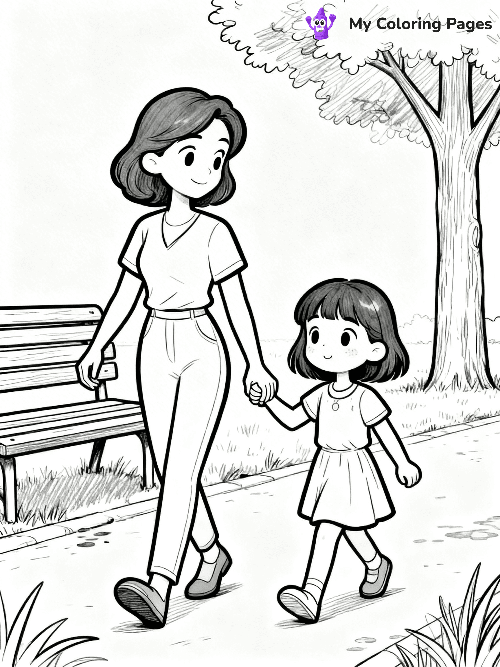 Mom And Daughter Coloring Pages - 17