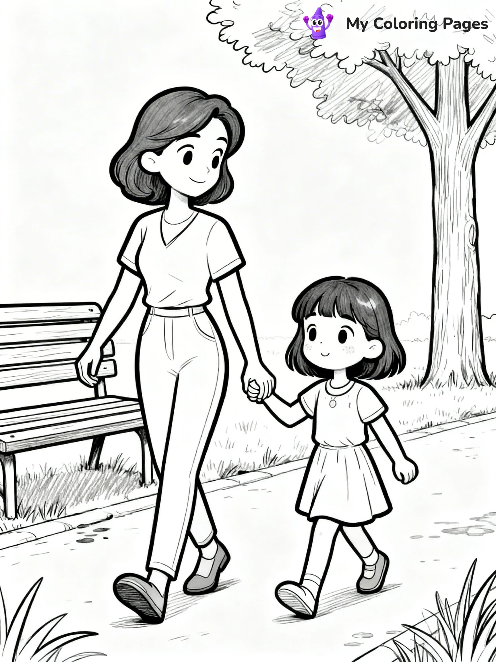 Mom And Daughter Coloring Pages - 17