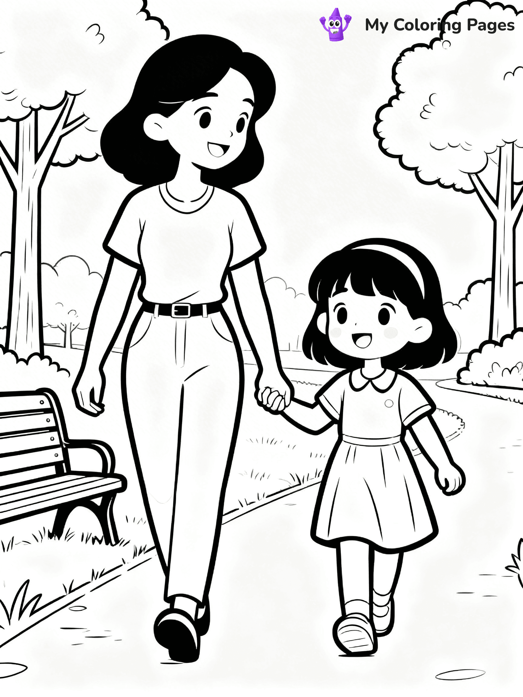 Mom And Daughter Coloring Pages - 16