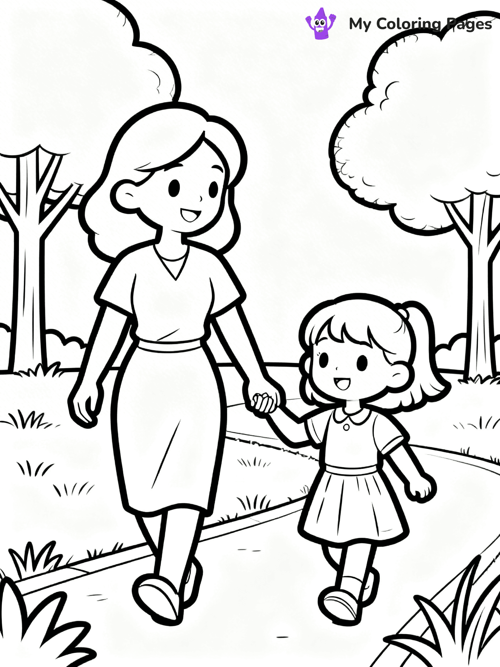 Mom And Daughter Coloring Pages - 15