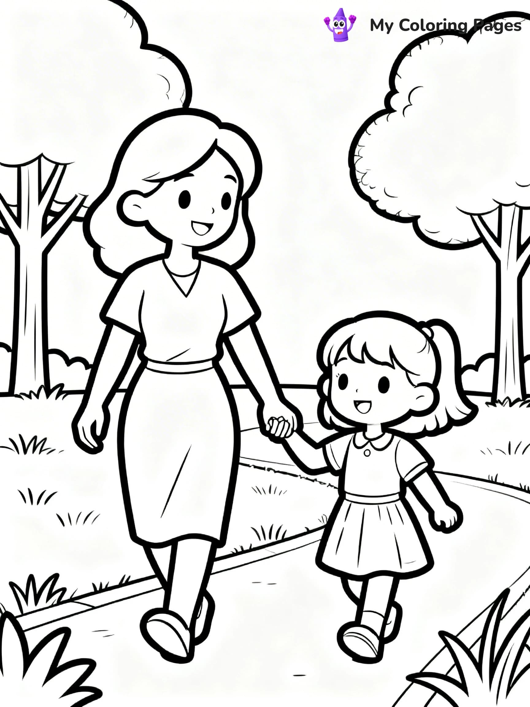 Mom And Daughter Coloring Pages - 15