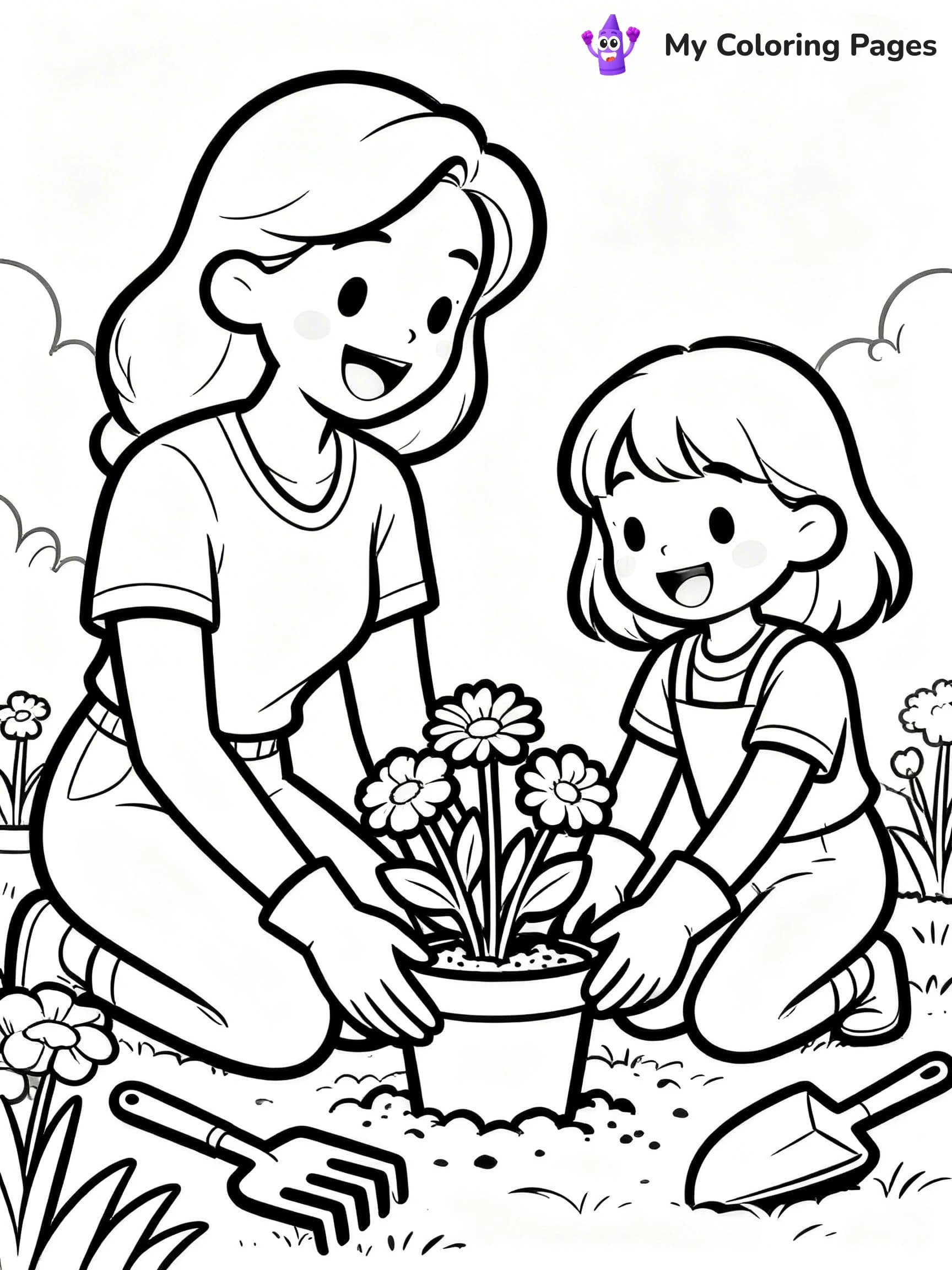 Mom And Daughter Coloring Pages - 8