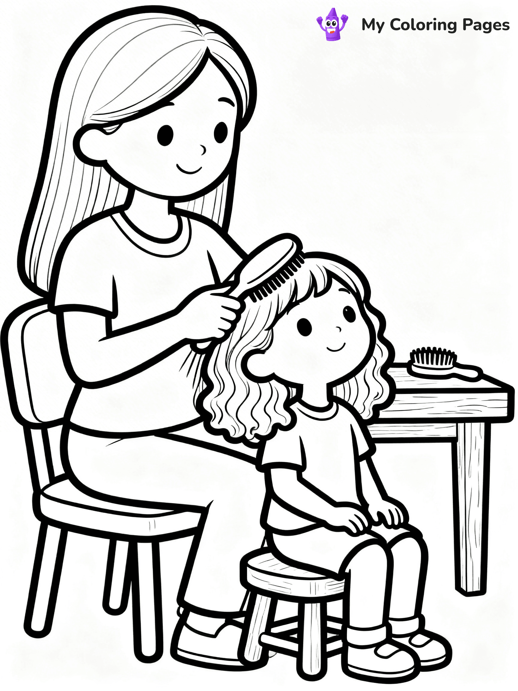 Mom And Daughter Coloring Pages - 1