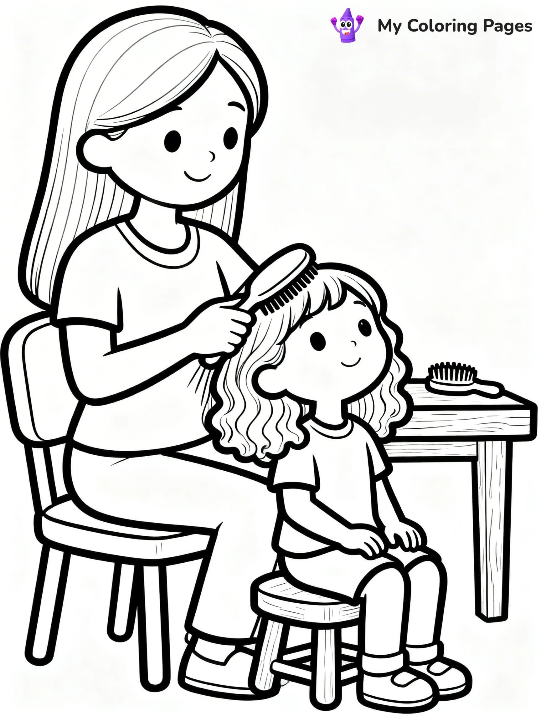 Mom And Daughter Coloring Pages - 1