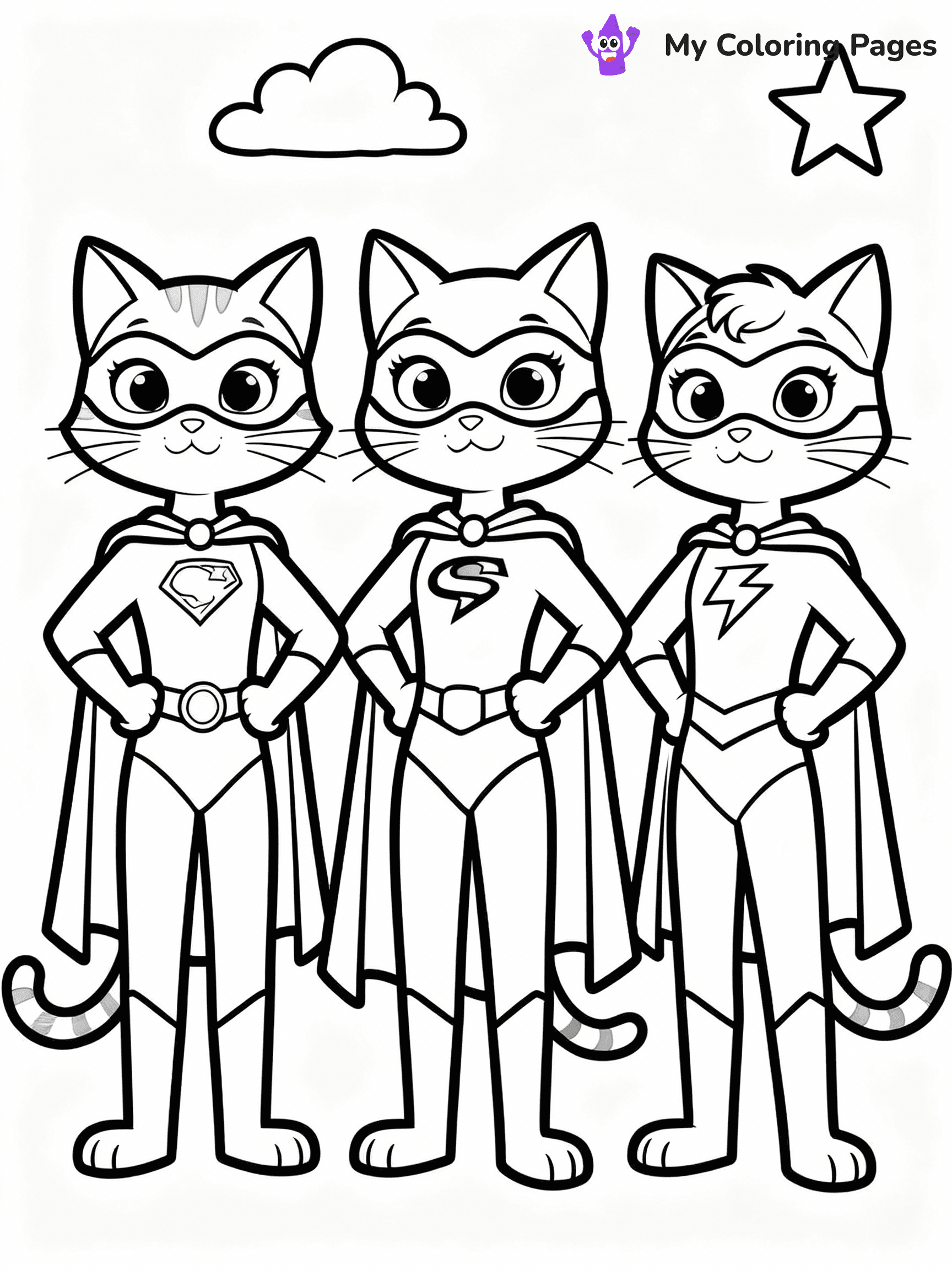 Super Kitties Coloring Pages - 3