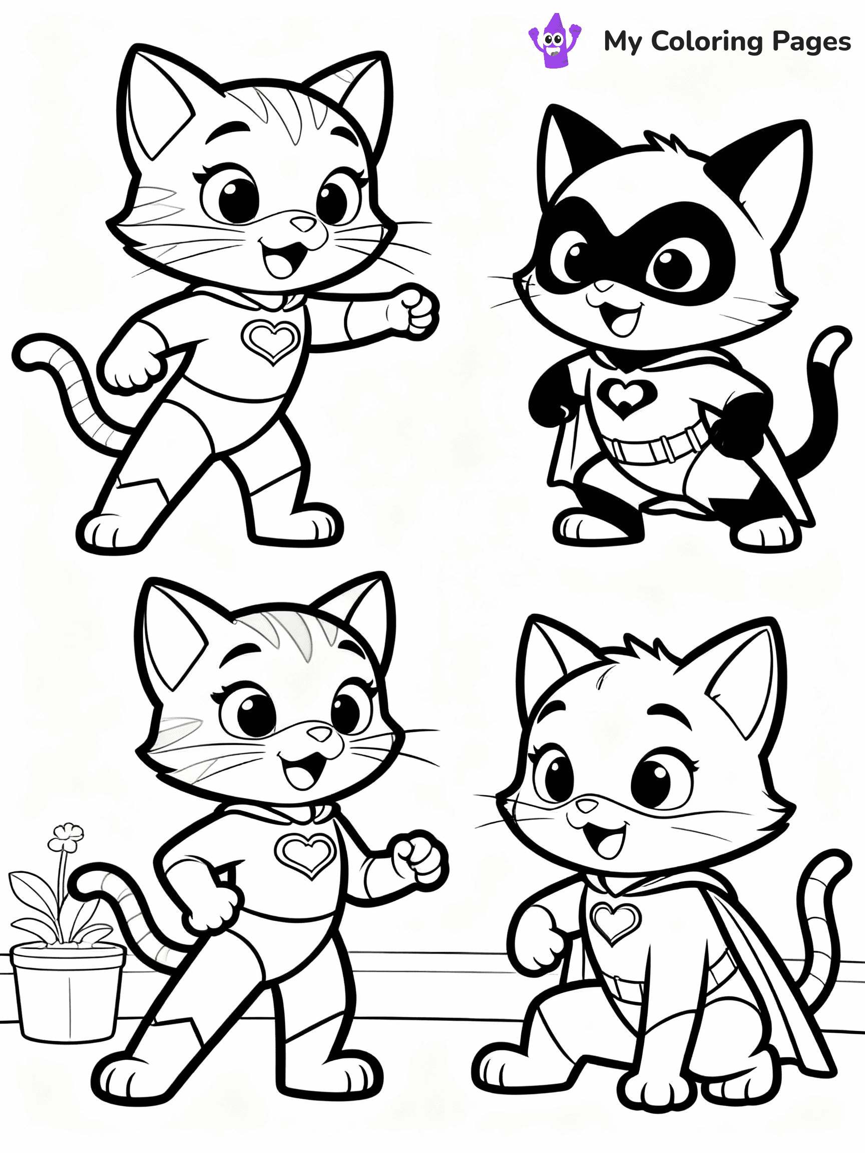Super Kitties Coloring Pages - 1
