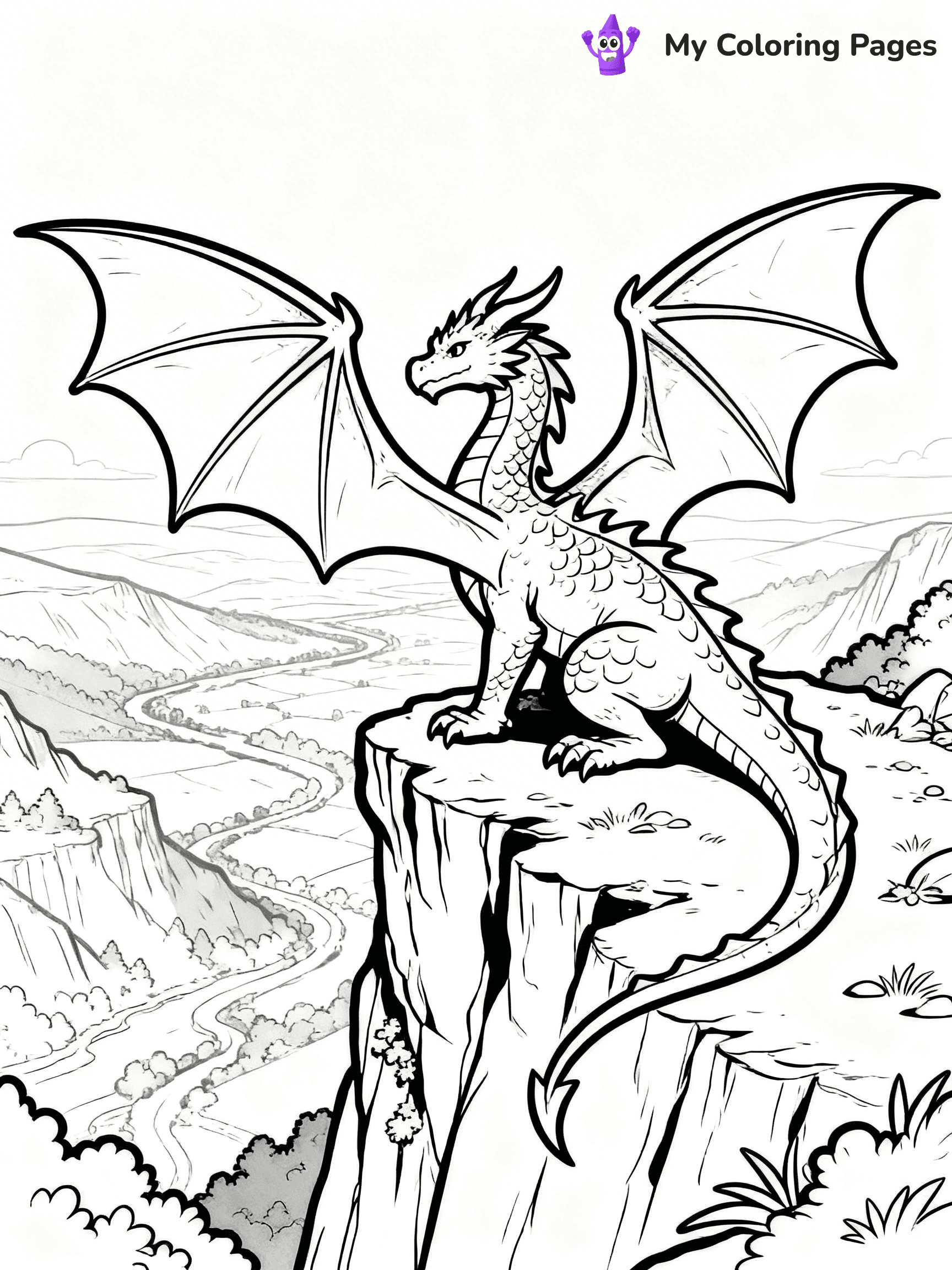 Realistic Dragon Coloring Pages For Adults - 91