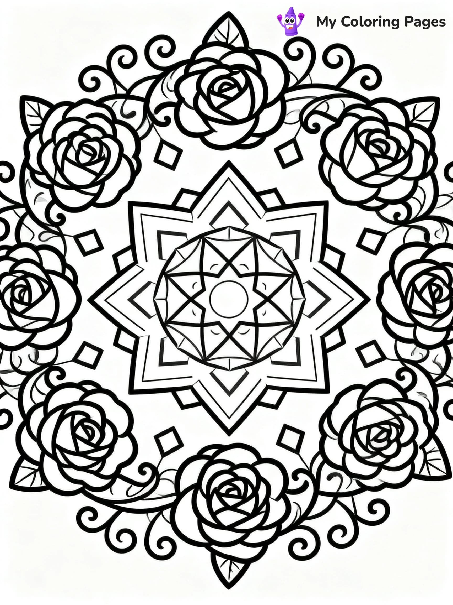 Rose Mandala Coloring Pages - 17