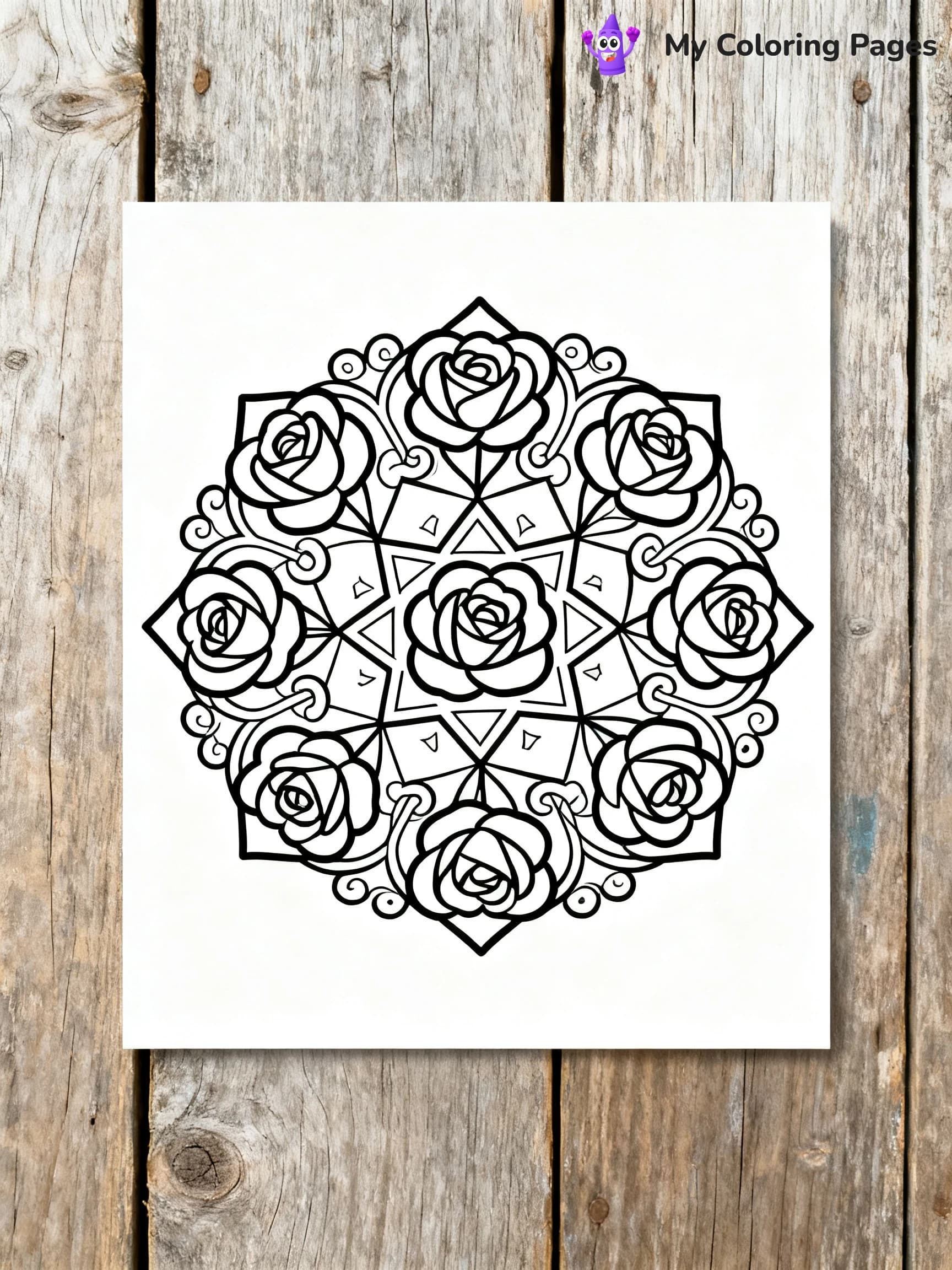 Rose Mandala Coloring Pages - 14