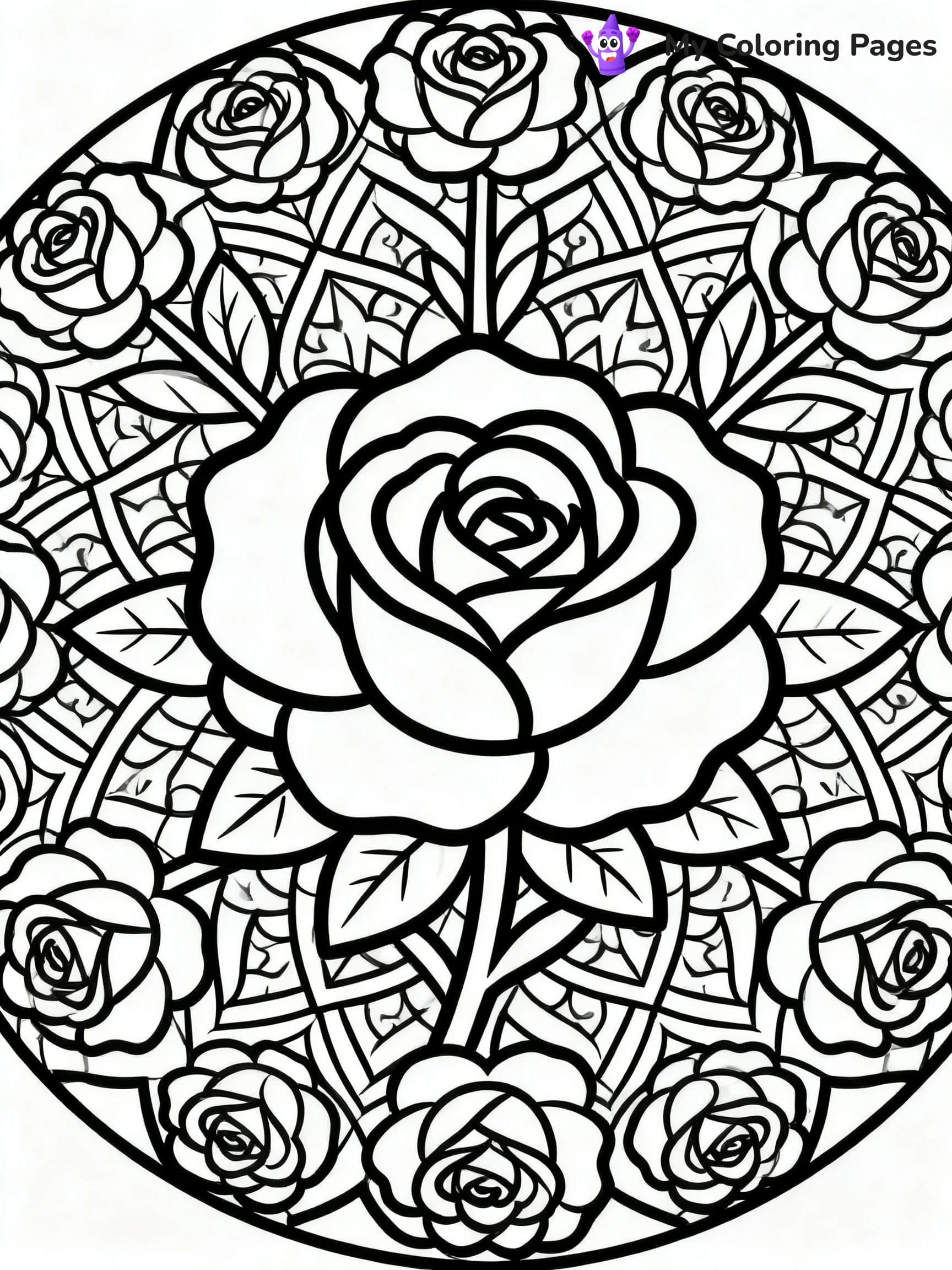 Rose Mandala Coloring Pages - 4
