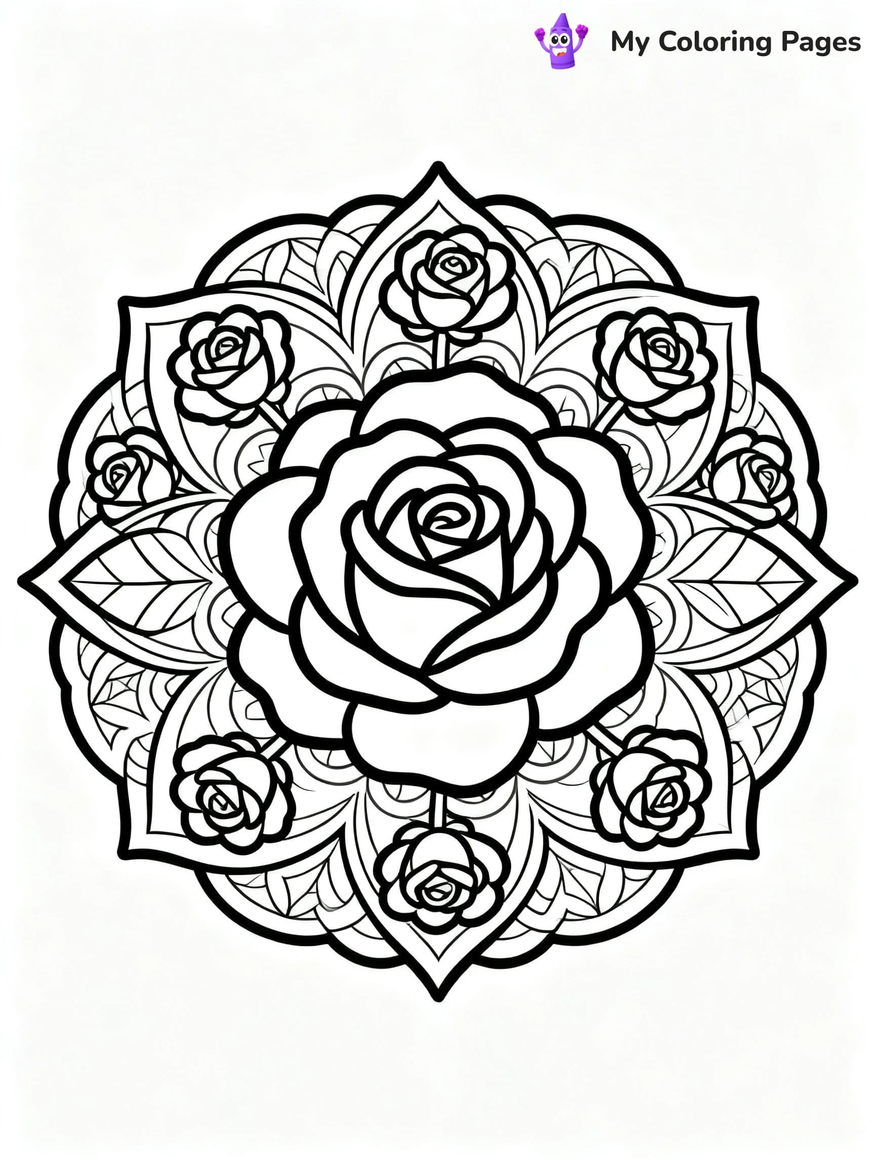 Rose Mandala Coloring Pages - 3