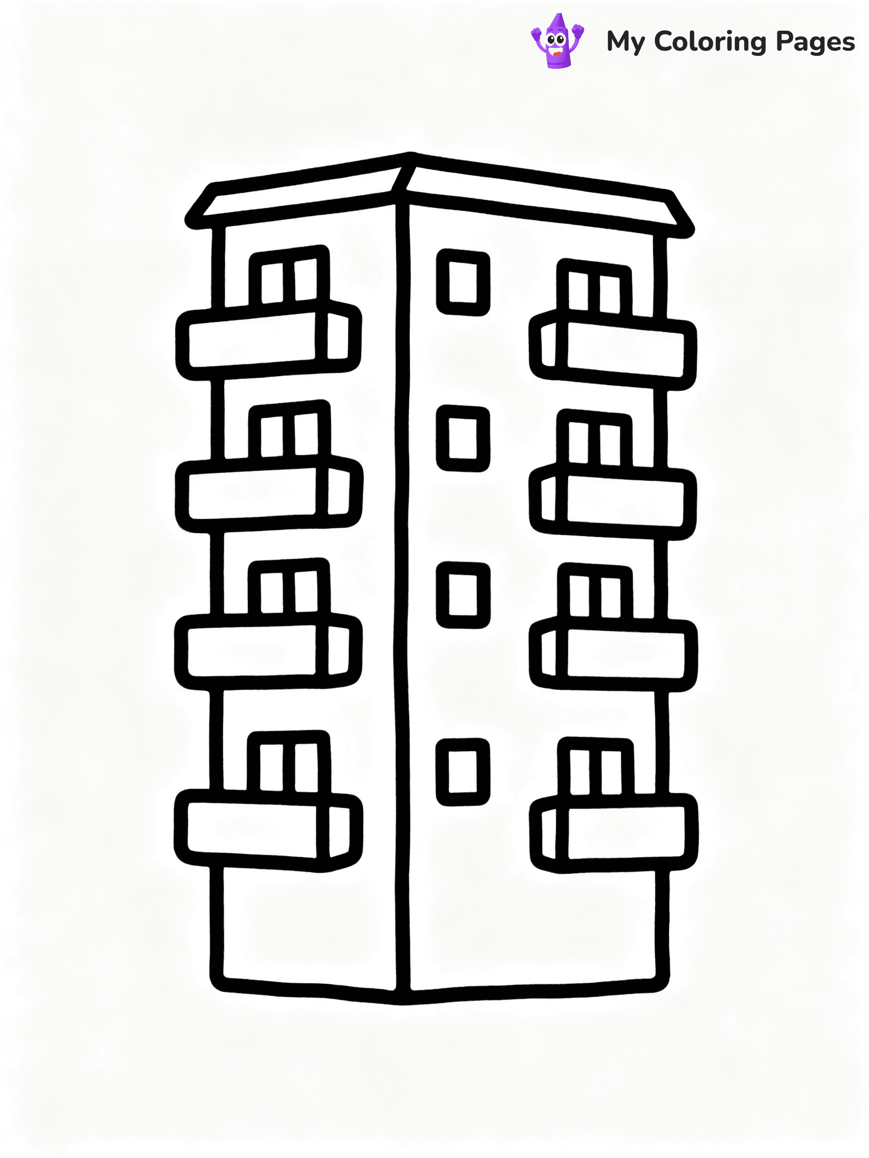 ⚠️ CRITICAL REQUIREMENT - ABSOLUTE BLACK AND WHITE ONLY ⚠️
This MUST be a BLACK AND WHITE line drawing ONLY. NO COLORS whatsoever.
- ONLY pure black lines (#000000) on pure white background (#FFFFFF)
- ABSOLUTELY NO colors, NO shading, NO gradients, NO grayscale
- If there are ANY colors in the output, the image is REJECTED
- This is a COLORING PAGE - meant to be COLORED IN by children
- The output must be UNCOLORED line art ready for coloring
⚠️ SUBJECT TO DRAW: Modern apartment building with balconies, geometric shapes, minimalistic outline style
(REMEMBER: Output must be BLACK AND WHITE line art only, NOT colored!)
# COLORING PAGE: BLACK OUTLINES ONLY - WHITE BACKGROUND MANDATORY
Create a **coloring book page** using EXACTLY two values: black lines, white space.
## NON-NEGOTIABLE BINARY RULES
- **ONLY #000000 (black) and #FFFFFF (white)** - NO other values exist
- **EVERY PIXEL = BLACK OR WHITE** - no gray/shading/antialiasing
- **WHITE BACKGROUND MANDATORY** - entire canvas stays white
- **ALL SHAPES HOLLOW** - everything is empty outlines waiting to be colored
- **FORBIDDEN:** fills, shading, gradients, patterns, textures, colors
- **NO SOLID REGIONS** - if it's not a thin line, it's wrong
## Universal Line Standards
- Black outlines ONLY - thin, uniform weight
- Every shape completely empty inside
- Closed contours suitable for coloring
- Simple flat illustration - zero depth/3D/realism
- **Style:** Whimsical Doodle Art Alley - rounded, friendly outlines (unless specified)
## Everything = Outline Only
- Characters/animals: hollow shapes
- Objects/clothing: empty contours
- Backgrounds/scenery: line work only
- Natural elements: outlined forms
- Dark/night areas: don't exist (use outlined symbols)
- Textures/patterns: convert to simple lines
## The Test
Can a child color EVERY white space with crayons? If any area is pre-filled/shaded/gray or colored in, it FAILS. Every shape must be waiting to receive color.
**FINAL OUTPUT**: Binary coloring page. Black lines define shapes. White spaces ready for coloring. Nothing else exists. No exceptions. Print-ready.
⚠️ FINAL REMINDER: Draw the subject "Modern apartment building with balconies, geometric shapes, minimalistic outline style" as BLACK AND WHITE line art. Zero colors in output.