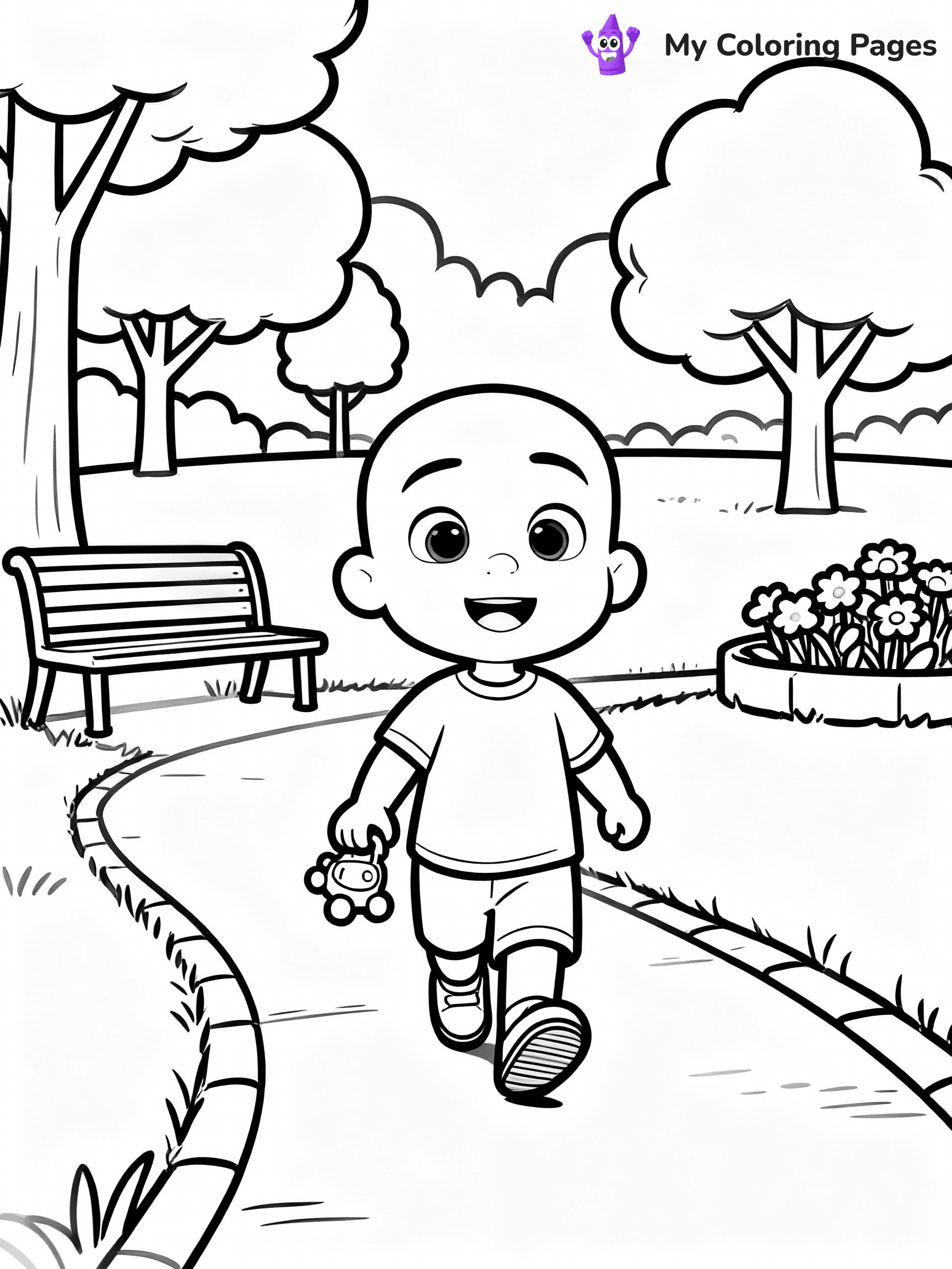 ⚠️ CRITICAL REQUIREMENT - ABSOLUTE BLACK AND WHITE ONLY ⚠️
This MUST be a BLACK AND WHITE line drawing ONLY. NO COLORS whatsoever.
- ONLY pure black lines (#000000) on pure white background (#FFFFFF)
- ABSOLUTELY NO colors, NO shading, NO gradients, NO grayscale
- If there are ANY colors in the output, the image is REJECTED
- This is a COLORING PAGE - meant to be COLORED IN by children
- The output must be UNCOLORED line art ready for coloring
⚠️ SUBJECT TO DRAW: CoComelon JJ walking to the park
(REMEMBER: Output must be BLACK AND WHITE line art only, NOT colored!)
# COLORING PAGE: BLACK OUTLINES ONLY - WHITE BACKGROUND MANDATORY
Create a **coloring book page** using EXACTLY two values: black lines, white space.
## NON-NEGOTIABLE BINARY RULES
- **ONLY #000000 (black) and #FFFFFF (white)** - NO other values exist
- **EVERY PIXEL = BLACK OR WHITE** - no gray/shading/antialiasing
- **WHITE BACKGROUND MANDATORY** - entire canvas stays white
- **ALL SHAPES HOLLOW** - everything is empty outlines waiting to be colored
- **FORBIDDEN:** fills, shading, gradients, patterns, textures, colors
- **NO SOLID REGIONS** - if it's not a thin line, it's wrong
## Universal Line Standards
- Black outlines ONLY - thin, uniform weight
- Every shape completely empty inside
- Closed contours suitable for coloring
- Simple flat illustration - zero depth/3D/realism
- **Style:** Whimsical Doodle Art Alley - rounded, friendly outlines (unless specified)
## Everything = Outline Only
- Characters/animals: hollow shapes
- Objects/clothing: empty contours
- Backgrounds/scenery: line work only
- Natural elements: outlined forms
- Dark/night areas: don't exist (use outlined symbols)
- Textures/patterns: convert to simple lines
## The Test
Can a child color EVERY white space with crayons? If any area is pre-filled/shaded/gray or colored in, it FAILS. Every shape must be waiting to receive color.
**FINAL OUTPUT**: Binary coloring page. Black lines define shapes. White spaces ready for coloring. Nothing else exists. No exceptions. Print-ready.
⚠️ FINAL REMINDER: Draw the subject "CoComelon JJ walking to the park" as BLACK AND WHITE line art. Zero colors in output.