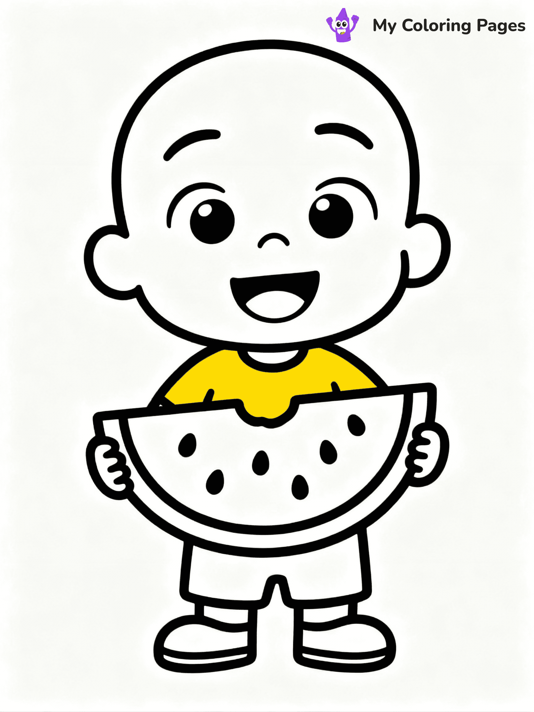 ⚠️ CRITICAL REQUIREMENT - ABSOLUTE BLACK AND WHITE ONLY ⚠️
This MUST be a BLACK AND WHITE line drawing ONLY. NO COLORS whatsoever.
- ONLY pure black lines (#000000) on pure white background (#FFFFFF)
- ABSOLUTELY NO colors, NO shading, NO gradients, NO grayscale
- If there are ANY colors in the output, the image is REJECTED
- This is a COLORING PAGE - meant to be COLORED IN by children
- The output must be UNCOLORED line art ready for coloring
⚠️ SUBJECT TO DRAW: JJ from Cocomelon eating a watermelon slice
(REMEMBER: Output must be BLACK AND WHITE line art only, NOT colored!)
# COLORING PAGE: BLACK OUTLINES ONLY - WHITE BACKGROUND MANDATORY
Create a **coloring book page** using EXACTLY two values: black lines, white space.
## NON-NEGOTIABLE BINARY RULES
- **ONLY #000000 (black) and #FFFFFF (white)** - NO other values exist
- **EVERY PIXEL = BLACK OR WHITE** - no gray/shading/antialiasing
- **WHITE BACKGROUND MANDATORY** - entire canvas stays white
- **ALL SHAPES HOLLOW** - everything is empty outlines waiting to be colored
- **FORBIDDEN:** fills, shading, gradients, patterns, textures, colors
- **NO SOLID REGIONS** - if it's not a thin line, it's wrong
## Universal Line Standards
- Black outlines ONLY - thin, uniform weight
- Every shape completely empty inside
- Closed contours suitable for coloring
- Simple flat illustration - zero depth/3D/realism
- **Style:** Whimsical Doodle Art Alley - rounded, friendly outlines (unless specified)
## Everything = Outline Only
- Characters/animals: hollow shapes
- Objects/clothing: empty contours
- Backgrounds/scenery: line work only
- Natural elements: outlined forms
- Dark/night areas: don't exist (use outlined symbols)
- Textures/patterns: convert to simple lines
## The Test
Can a child color EVERY white space with crayons? If any area is pre-filled/shaded/gray or colored in, it FAILS. Every shape must be waiting to receive color.
**FINAL OUTPUT**: Binary coloring page. Black lines define shapes. White spaces ready for coloring. Nothing else exists. No exceptions. Print-ready.
⚠️ FINAL REMINDER: Draw the subject "JJ from Cocomelon eating a watermelon slice" as BLACK AND WHITE line art. Zero colors in output.