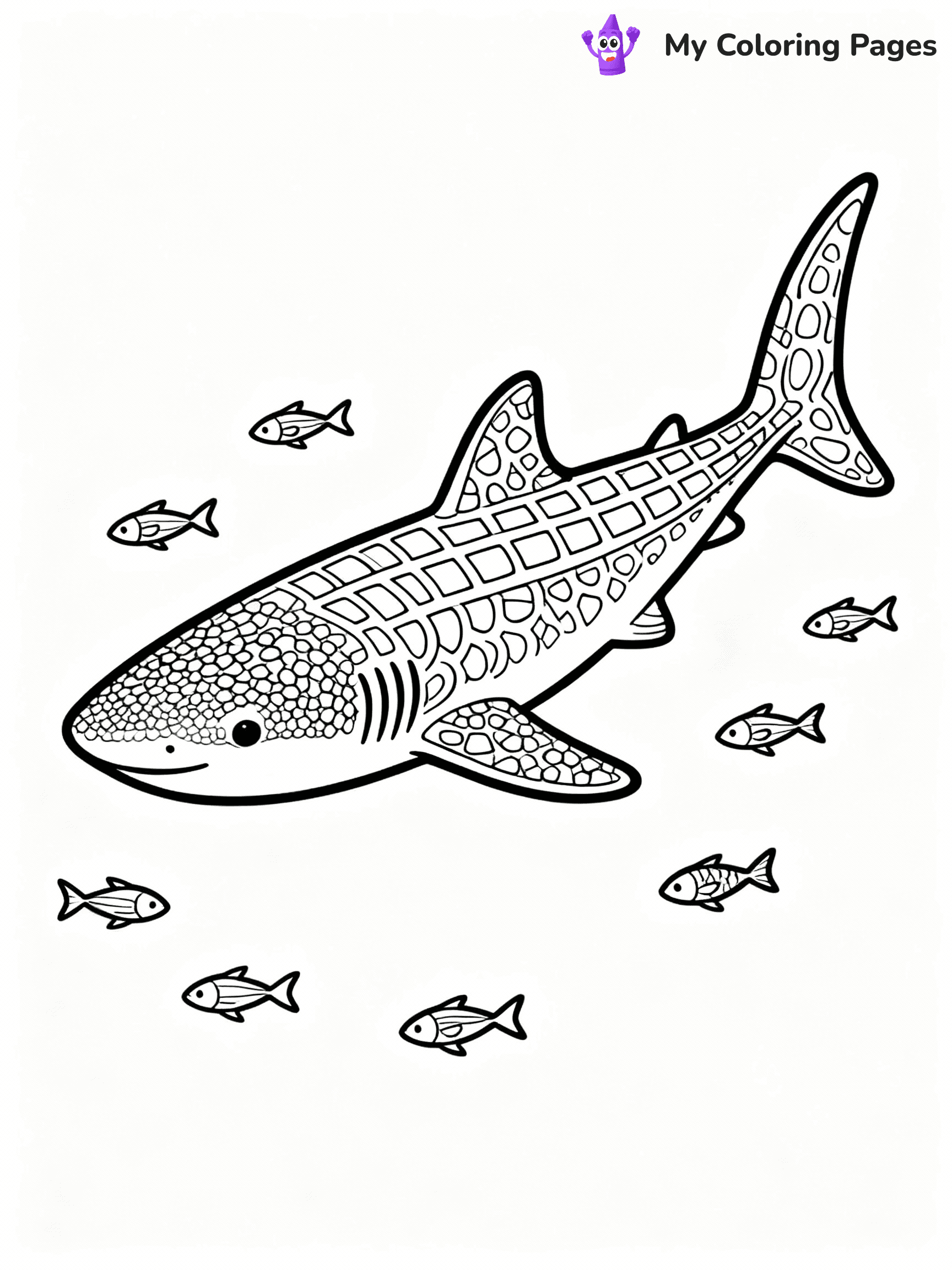 ⚠️ CRITICAL REQUIREMENT - ABSOLUTE BLACK AND WHITE ONLY ⚠️
This MUST be a BLACK AND WHITE line drawing ONLY. NO COLORS whatsoever.
- ONLY pure black lines (#000000) on pure white background (#FFFFFF)
- ABSOLUTELY NO colors, NO shading, NO gradients, NO grayscale
- If there are ANY colors in the output, the image is REJECTED
- This is a COLORING PAGE - meant to be COLORED IN by children
- The output must be UNCOLORED line art ready for coloring
⚠️ SUBJECT TO DRAW: Whale shark gliding gently, patterned skin, surrounded by small fish, serene ocean environment, realistic style
(REMEMBER: Output must be BLACK AND WHITE line art only, NOT colored!)
# COLORING PAGE: BLACK OUTLINES ONLY - WHITE BACKGROUND MANDATORY
Create a **coloring book page** using EXACTLY two values: black lines, white space.
## NON-NEGOTIABLE BINARY RULES
- **ONLY #000000 (black) and #FFFFFF (white)** - NO other values exist
- **EVERY PIXEL = BLACK OR WHITE** - no gray/shading/antialiasing
- **WHITE BACKGROUND MANDATORY** - entire canvas stays white
- **ALL SHAPES HOLLOW** - everything is empty outlines waiting to be colored
- **FORBIDDEN:** fills, shading, gradients, patterns, textures, colors
- **NO SOLID REGIONS** - if it's not a thin line, it's wrong
## Universal Line Standards
- Black outlines ONLY - thin, uniform weight
- Every shape completely empty inside
- Closed contours suitable for coloring
- Simple flat illustration - zero depth/3D/realism
- **Style:** Whimsical Doodle Art Alley - rounded, friendly outlines (unless specified)
## Everything = Outline Only
- Characters/animals: hollow shapes
- Objects/clothing: empty contours
- Backgrounds/scenery: line work only
- Natural elements: outlined forms
- Dark/night areas: don't exist (use outlined symbols)
- Textures/patterns: convert to simple lines
## The Test
Can a child color EVERY white space with crayons? If any area is pre-filled/shaded/gray or colored in, it FAILS. Every shape must be waiting to receive color.
**FINAL OUTPUT**: Binary coloring page. Black lines define shapes. White spaces ready for coloring. Nothing else exists. No exceptions. Print-ready.
⚠️ FINAL REMINDER: Draw the subject "Whale shark gliding gently, patterned skin, surrounded by small fish, serene ocean environment, realistic style" as BLACK AND WHITE line art. Zero colors in output.