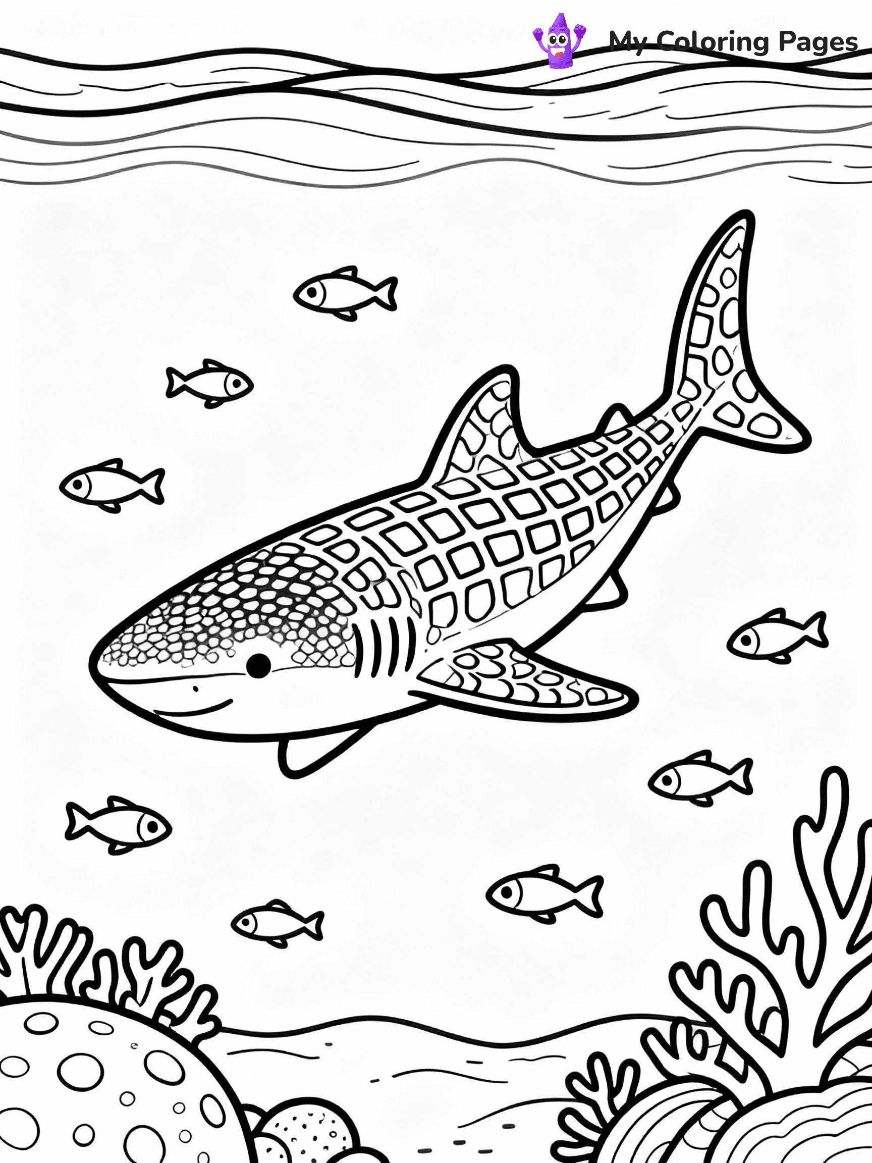 ⚠️ CRITICAL REQUIREMENT - ABSOLUTE BLACK AND WHITE ONLY ⚠️
This MUST be a BLACK AND WHITE line drawing ONLY. NO COLORS whatsoever.
- ONLY pure black lines (#000000) on pure white background (#FFFFFF)
- ABSOLUTELY NO colors, NO shading, NO gradients, NO grayscale
- If there are ANY colors in the output, the image is REJECTED
- This is a COLORING PAGE - meant to be COLORED IN by children
- The output must be UNCOLORED line art ready for coloring
⚠️ SUBJECT TO DRAW: Whale shark gliding gently, patterned skin, surrounded by small fish, serene ocean environment, realistic style
(REMEMBER: Output must be BLACK AND WHITE line art only, NOT colored!)
# COLORING PAGE: BLACK OUTLINES ONLY - WHITE BACKGROUND MANDATORY
Create a **coloring book page** using EXACTLY two values: black lines, white space.
## NON-NEGOTIABLE BINARY RULES
- **ONLY #000000 (black) and #FFFFFF (white)** - NO other values exist
- **EVERY PIXEL = BLACK OR WHITE** - no gray/shading/antialiasing
- **WHITE BACKGROUND MANDATORY** - entire canvas stays white
- **ALL SHAPES HOLLOW** - everything is empty outlines waiting to be colored
- **FORBIDDEN:** fills, shading, gradients, patterns, textures, colors
- **NO SOLID REGIONS** - if it's not a thin line, it's wrong
## Universal Line Standards
- Black outlines ONLY - thin, uniform weight
- Every shape completely empty inside
- Closed contours suitable for coloring
- Simple flat illustration - zero depth/3D/realism
- **Style:** Whimsical Doodle Art Alley - rounded, friendly outlines (unless specified)
## Everything = Outline Only
- Characters/animals: hollow shapes
- Objects/clothing: empty contours
- Backgrounds/scenery: line work only
- Natural elements: outlined forms
- Dark/night areas: don't exist (use outlined symbols)
- Textures/patterns: convert to simple lines
## The Test
Can a child color EVERY white space with crayons? If any area is pre-filled/shaded/gray or colored in, it FAILS. Every shape must be waiting to receive color.
**FINAL OUTPUT**: Binary coloring page. Black lines define shapes. White spaces ready for coloring. Nothing else exists. No exceptions. Print-ready.
⚠️ FINAL REMINDER: Draw the subject "Whale shark gliding gently, patterned skin, surrounded by small fish, serene ocean environment, realistic style" as BLACK AND WHITE line art. Zero colors in output.
