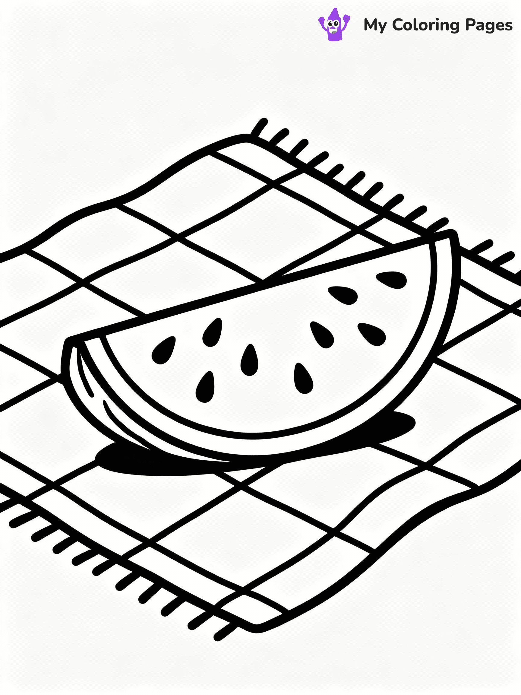 ⚠️ CRITICAL REQUIREMENT - ABSOLUTE BLACK AND WHITE ONLY ⚠️
This MUST be a BLACK AND WHITE line drawing ONLY. NO COLORS whatsoever.
- ONLY pure black lines (#000000) on pure white background (#FFFFFF)
- ABSOLUTELY NO colors, NO shading, NO gradients, NO grayscale
- If there are ANY colors in the output, the image is REJECTED
- This is a COLORING PAGE - meant to be COLORED IN by children
- The output must be UNCOLORED line art ready for coloring
⚠️ SUBJECT TO DRAW: Watermelon slice with detailed seeds and rind, realistic style, placed on picnic blanket
(REMEMBER: Output must be BLACK AND WHITE line art only, NOT colored!)
# COLORING PAGE: BLACK OUTLINES ONLY - WHITE BACKGROUND MANDATORY
Create a **coloring book page** using EXACTLY two values: black lines, white space.
## NON-NEGOTIABLE BINARY RULES
- **ONLY #000000 (black) and #FFFFFF (white)** - NO other values exist
- **EVERY PIXEL = BLACK OR WHITE** - no gray/shading/antialiasing
- **WHITE BACKGROUND MANDATORY** - entire canvas stays white
- **ALL SHAPES HOLLOW** - everything is empty outlines waiting to be colored
- **FORBIDDEN:** fills, shading, gradients, patterns, textures, colors
- **NO SOLID REGIONS** - if it's not a thin line, it's wrong
## Universal Line Standards
- Black outlines ONLY - thin, uniform weight
- Every shape completely empty inside
- Closed contours suitable for coloring
- Simple flat illustration - zero depth/3D/realism
- **Style:** Whimsical Doodle Art Alley - rounded, friendly outlines (unless specified)
## Everything = Outline Only
- Characters/animals: hollow shapes
- Objects/clothing: empty contours
- Backgrounds/scenery: line work only
- Natural elements: outlined forms
- Dark/night areas: don't exist (use outlined symbols)
- Textures/patterns: convert to simple lines
## The Test
Can a child color EVERY white space with crayons? If any area is pre-filled/shaded/gray or colored in, it FAILS. Every shape must be waiting to receive color.
**FINAL OUTPUT**: Binary coloring page. Black lines define shapes. White spaces ready for coloring. Nothing else exists. No exceptions. Print-ready.
⚠️ FINAL REMINDER: Draw the subject "Watermelon slice with detailed seeds and rind, realistic style, placed on picnic blanket" as BLACK AND WHITE line art. Zero colors in output.
