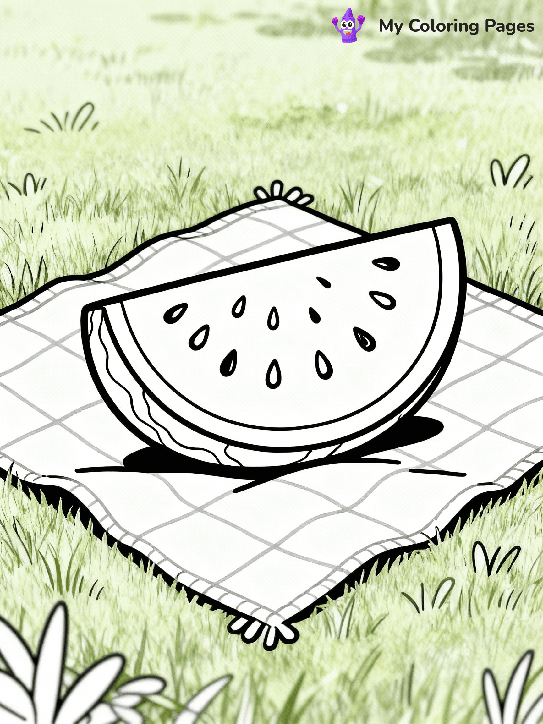 ⚠️ CRITICAL REQUIREMENT - ABSOLUTE BLACK AND WHITE ONLY ⚠️
This MUST be a BLACK AND WHITE line drawing ONLY. NO COLORS whatsoever.
- ONLY pure black lines (#000000) on pure white background (#FFFFFF)
- ABSOLUTELY NO colors, NO shading, NO gradients, NO grayscale
- If there are ANY colors in the output, the image is REJECTED
- This is a COLORING PAGE - meant to be COLORED IN by children
- The output must be UNCOLORED line art ready for coloring
⚠️ SUBJECT TO DRAW: Watermelon slice with detailed seeds and rind, realistic style, placed on picnic blanket
(REMEMBER: Output must be BLACK AND WHITE line art only, NOT colored!)
# COLORING PAGE: BLACK OUTLINES ONLY - WHITE BACKGROUND MANDATORY
Create a **coloring book page** using EXACTLY two values: black lines, white space.
## NON-NEGOTIABLE BINARY RULES
- **ONLY #000000 (black) and #FFFFFF (white)** - NO other values exist
- **EVERY PIXEL = BLACK OR WHITE** - no gray/shading/antialiasing
- **WHITE BACKGROUND MANDATORY** - entire canvas stays white
- **ALL SHAPES HOLLOW** - everything is empty outlines waiting to be colored
- **FORBIDDEN:** fills, shading, gradients, patterns, textures, colors
- **NO SOLID REGIONS** - if it's not a thin line, it's wrong
## Universal Line Standards
- Black outlines ONLY - thin, uniform weight
- Every shape completely empty inside
- Closed contours suitable for coloring
- Simple flat illustration - zero depth/3D/realism
- **Style:** Whimsical Doodle Art Alley - rounded, friendly outlines (unless specified)
## Everything = Outline Only
- Characters/animals: hollow shapes
- Objects/clothing: empty contours
- Backgrounds/scenery: line work only
- Natural elements: outlined forms
- Dark/night areas: don't exist (use outlined symbols)
- Textures/patterns: convert to simple lines
## The Test
Can a child color EVERY white space with crayons? If any area is pre-filled/shaded/gray or colored in, it FAILS. Every shape must be waiting to receive color.
**FINAL OUTPUT**: Binary coloring page. Black lines define shapes. White spaces ready for coloring. Nothing else exists. No exceptions. Print-ready.
⚠️ FINAL REMINDER: Draw the subject "Watermelon slice with detailed seeds and rind, realistic style, placed on picnic blanket" as BLACK AND WHITE line art. Zero colors in output.