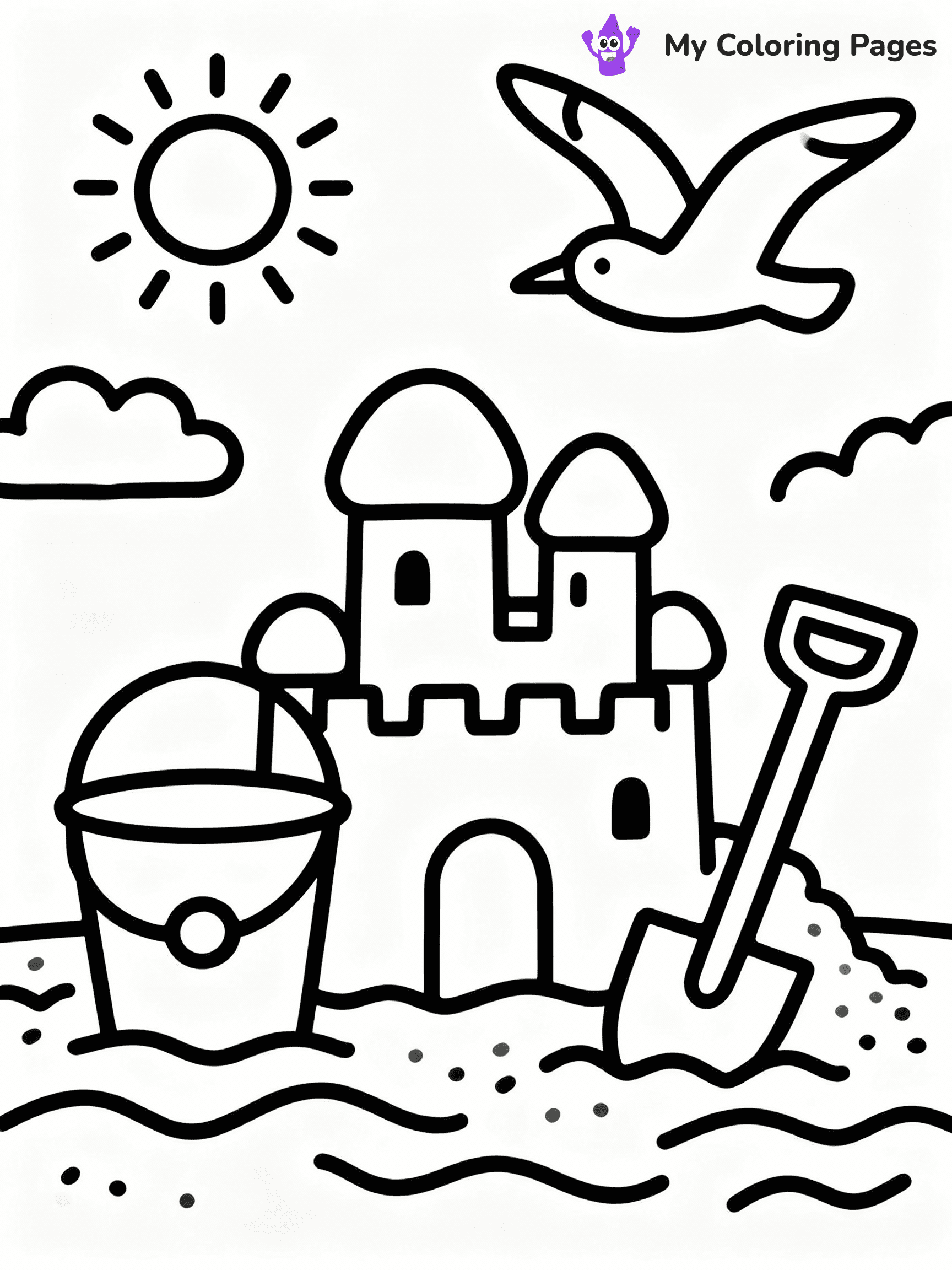 ⚠️ CRITICAL REQUIREMENT - ABSOLUTE BLACK AND WHITE ONLY ⚠️
This MUST be a BLACK AND WHITE line drawing ONLY. NO COLORS whatsoever.
- ONLY pure black lines (#000000) on pure white background (#FFFFFF)
- ABSOLUTELY NO colors, NO shading, NO gradients, NO grayscale
- If there are ANY colors in the output, the image is REJECTED
- This is a COLORING PAGE - meant to be COLORED IN by children
- The output must be UNCOLORED line art ready for coloring
⚠️ SUBJECT TO DRAW: Beach scene with sandcastle, bucket and spade, seagull flying above, cheerful summer vibe
(REMEMBER: Output must be BLACK AND WHITE line art only, NOT colored!)
# COLORING PAGE: BLACK OUTLINES ONLY - WHITE BACKGROUND MANDATORY
Create a **coloring book page** using EXACTLY two values: black lines, white space.
## NON-NEGOTIABLE BINARY RULES
- **ONLY #000000 (black) and #FFFFFF (white)** - NO other values exist
- **EVERY PIXEL = BLACK OR WHITE** - no gray/shading/antialiasing
- **WHITE BACKGROUND MANDATORY** - entire canvas stays white
- **ALL SHAPES HOLLOW** - everything is empty outlines waiting to be colored
- **FORBIDDEN:** fills, shading, gradients, patterns, textures, colors
- **NO SOLID REGIONS** - if it's not a thin line, it's wrong
## Universal Line Standards
- Black outlines ONLY - thin, uniform weight
- Every shape completely empty inside
- Closed contours suitable for coloring
- Simple flat illustration - zero depth/3D/realism
- **Style:** Whimsical Doodle Art Alley - rounded, friendly outlines (unless specified)
## Everything = Outline Only
- Characters/animals: hollow shapes
- Objects/clothing: empty contours
- Backgrounds/scenery: line work only
- Natural elements: outlined forms
- Dark/night areas: don't exist (use outlined symbols)
- Textures/patterns: convert to simple lines
## The Test
Can a child color EVERY white space with crayons? If any area is pre-filled/shaded/gray or colored in, it FAILS. Every shape must be waiting to receive color.
**FINAL OUTPUT**: Binary coloring page. Black lines define shapes. White spaces ready for coloring. Nothing else exists. No exceptions. Print-ready.
⚠️ FINAL REMINDER: Draw the subject "Beach scene with sandcastle, bucket and spade, seagull flying above, cheerful summer vibe" as BLACK AND WHITE line art. Zero colors in output.