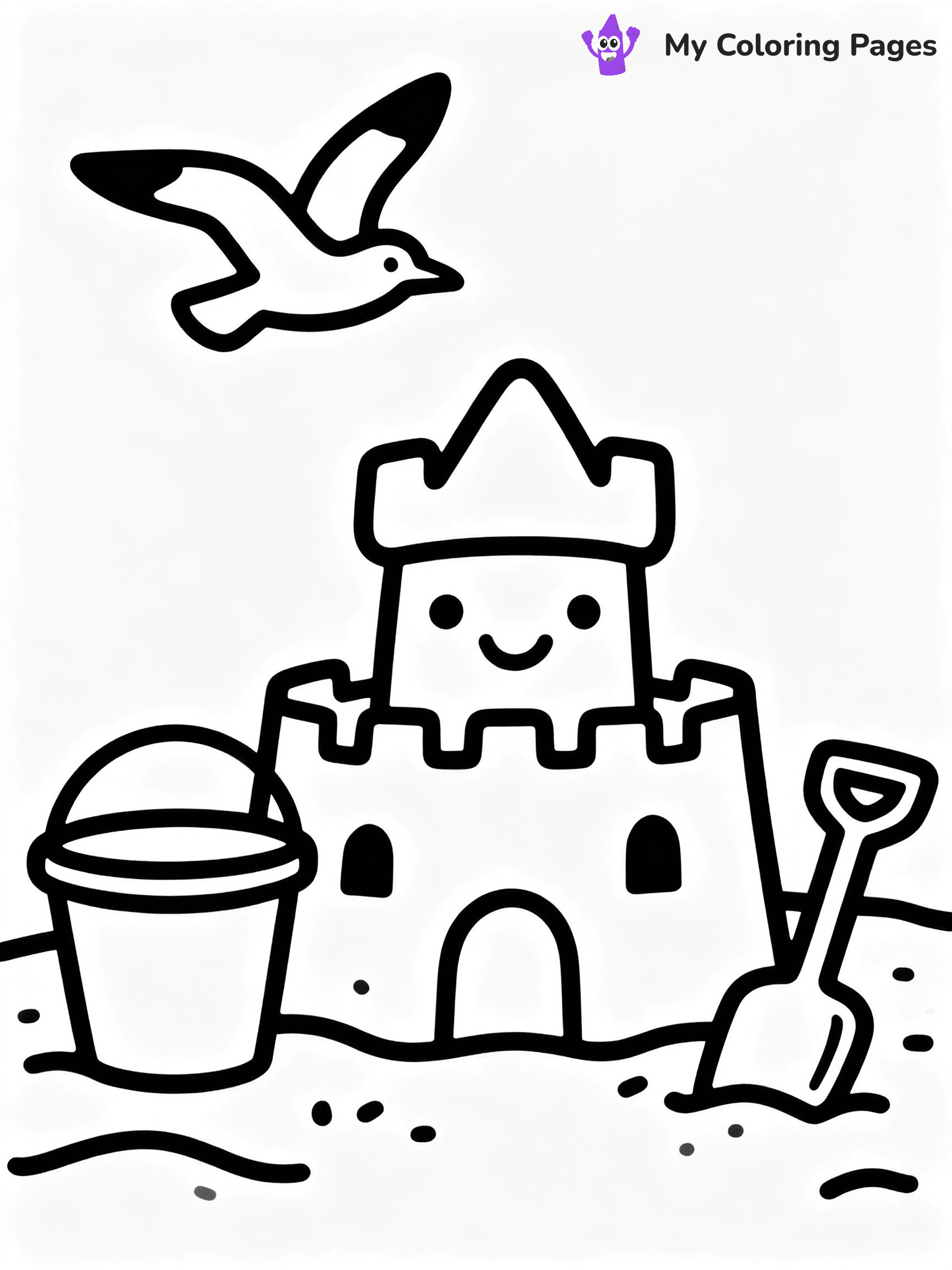 ⚠️ CRITICAL REQUIREMENT - ABSOLUTE BLACK AND WHITE ONLY ⚠️
This MUST be a BLACK AND WHITE line drawing ONLY. NO COLORS whatsoever.
- ONLY pure black lines (#000000) on pure white background (#FFFFFF)
- ABSOLUTELY NO colors, NO shading, NO gradients, NO grayscale
- If there are ANY colors in the output, the image is REJECTED
- This is a COLORING PAGE - meant to be COLORED IN by children
- The output must be UNCOLORED line art ready for coloring
⚠️ SUBJECT TO DRAW: Beach scene with sandcastle, bucket and spade, seagull flying above, cheerful summer vibe
(REMEMBER: Output must be BLACK AND WHITE line art only, NOT colored!)
# COLORING PAGE: BLACK OUTLINES ONLY - WHITE BACKGROUND MANDATORY
Create a **coloring book page** using EXACTLY two values: black lines, white space.
## NON-NEGOTIABLE BINARY RULES
- **ONLY #000000 (black) and #FFFFFF (white)** - NO other values exist
- **EVERY PIXEL = BLACK OR WHITE** - no gray/shading/antialiasing
- **WHITE BACKGROUND MANDATORY** - entire canvas stays white
- **ALL SHAPES HOLLOW** - everything is empty outlines waiting to be colored
- **FORBIDDEN:** fills, shading, gradients, patterns, textures, colors
- **NO SOLID REGIONS** - if it's not a thin line, it's wrong
## Universal Line Standards
- Black outlines ONLY - thin, uniform weight
- Every shape completely empty inside
- Closed contours suitable for coloring
- Simple flat illustration - zero depth/3D/realism
- **Style:** Whimsical Doodle Art Alley - rounded, friendly outlines (unless specified)
## Everything = Outline Only
- Characters/animals: hollow shapes
- Objects/clothing: empty contours
- Backgrounds/scenery: line work only
- Natural elements: outlined forms
- Dark/night areas: don't exist (use outlined symbols)
- Textures/patterns: convert to simple lines
## The Test
Can a child color EVERY white space with crayons? If any area is pre-filled/shaded/gray or colored in, it FAILS. Every shape must be waiting to receive color.
**FINAL OUTPUT**: Binary coloring page. Black lines define shapes. White spaces ready for coloring. Nothing else exists. No exceptions. Print-ready.
⚠️ FINAL REMINDER: Draw the subject "Beach scene with sandcastle, bucket and spade, seagull flying above, cheerful summer vibe" as BLACK AND WHITE line art. Zero colors in output.