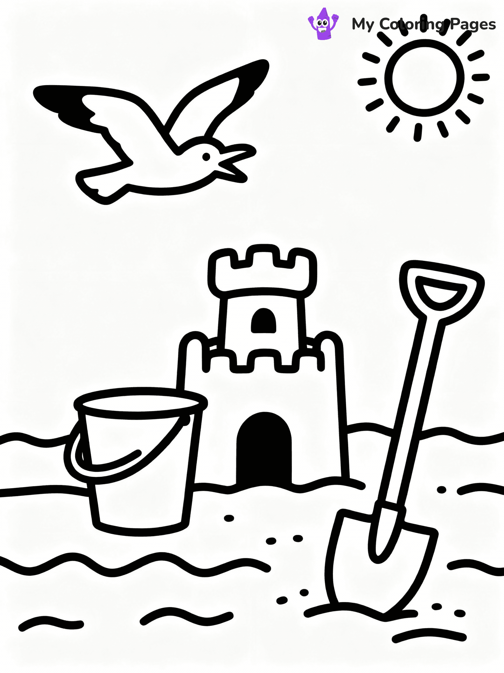 ⚠️ CRITICAL REQUIREMENT - ABSOLUTE BLACK AND WHITE ONLY ⚠️
This MUST be a BLACK AND WHITE line drawing ONLY. NO COLORS whatsoever.
- ONLY pure black lines (#000000) on pure white background (#FFFFFF)
- ABSOLUTELY NO colors, NO shading, NO gradients, NO grayscale
- If there are ANY colors in the output, the image is REJECTED
- This is a COLORING PAGE - meant to be COLORED IN by children
- The output must be UNCOLORED line art ready for coloring
⚠️ SUBJECT TO DRAW: Beach scene with sandcastle, bucket and spade, seagull flying above, cheerful summer vibe
(REMEMBER: Output must be BLACK AND WHITE line art only, NOT colored!)
# COLORING PAGE: BLACK OUTLINES ONLY - WHITE BACKGROUND MANDATORY
Create a **coloring book page** using EXACTLY two values: black lines, white space.
## NON-NEGOTIABLE BINARY RULES
- **ONLY #000000 (black) and #FFFFFF (white)** - NO other values exist
- **EVERY PIXEL = BLACK OR WHITE** - no gray/shading/antialiasing
- **WHITE BACKGROUND MANDATORY** - entire canvas stays white
- **ALL SHAPES HOLLOW** - everything is empty outlines waiting to be colored
- **FORBIDDEN:** fills, shading, gradients, patterns, textures, colors
- **NO SOLID REGIONS** - if it's not a thin line, it's wrong
## Universal Line Standards
- Black outlines ONLY - thin, uniform weight
- Every shape completely empty inside
- Closed contours suitable for coloring
- Simple flat illustration - zero depth/3D/realism
- **Style:** Whimsical Doodle Art Alley - rounded, friendly outlines (unless specified)
## Everything = Outline Only
- Characters/animals: hollow shapes
- Objects/clothing: empty contours
- Backgrounds/scenery: line work only
- Natural elements: outlined forms
- Dark/night areas: don't exist (use outlined symbols)
- Textures/patterns: convert to simple lines
## The Test
Can a child color EVERY white space with crayons? If any area is pre-filled/shaded/gray or colored in, it FAILS. Every shape must be waiting to receive color.
**FINAL OUTPUT**: Binary coloring page. Black lines define shapes. White spaces ready for coloring. Nothing else exists. No exceptions. Print-ready.
⚠️ FINAL REMINDER: Draw the subject "Beach scene with sandcastle, bucket and spade, seagull flying above, cheerful summer vibe" as BLACK AND WHITE line art. Zero colors in output.