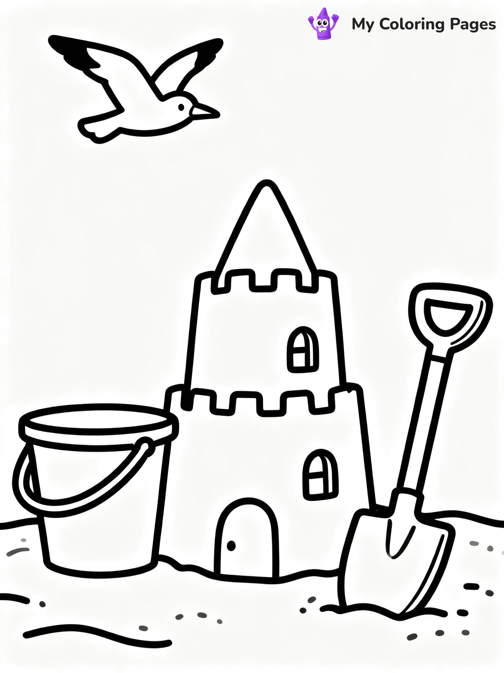 ⚠️ CRITICAL REQUIREMENT - ABSOLUTE BLACK AND WHITE ONLY ⚠️
This MUST be a BLACK AND WHITE line drawing ONLY. NO COLORS whatsoever.
- ONLY pure black lines (#000000) on pure white background (#FFFFFF)
- ABSOLUTELY NO colors, NO shading, NO gradients, NO grayscale
- If there are ANY colors in the output, the image is REJECTED
- This is a COLORING PAGE - meant to be COLORED IN by children
- The output must be UNCOLORED line art ready for coloring
⚠️ SUBJECT TO DRAW: Beach scene with sandcastle, bucket and spade, seagull flying above, cheerful summer vibe
(REMEMBER: Output must be BLACK AND WHITE line art only, NOT colored!)
# COLORING PAGE: BLACK OUTLINES ONLY - WHITE BACKGROUND MANDATORY
Create a **coloring book page** using EXACTLY two values: black lines, white space.
## NON-NEGOTIABLE BINARY RULES
- **ONLY #000000 (black) and #FFFFFF (white)** - NO other values exist
- **EVERY PIXEL = BLACK OR WHITE** - no gray/shading/antialiasing
- **WHITE BACKGROUND MANDATORY** - entire canvas stays white
- **ALL SHAPES HOLLOW** - everything is empty outlines waiting to be colored
- **FORBIDDEN:** fills, shading, gradients, patterns, textures, colors
- **NO SOLID REGIONS** - if it's not a thin line, it's wrong
## Universal Line Standards
- Black outlines ONLY - thin, uniform weight
- Every shape completely empty inside
- Closed contours suitable for coloring
- Simple flat illustration - zero depth/3D/realism
- **Style:** Whimsical Doodle Art Alley - rounded, friendly outlines (unless specified)
## Everything = Outline Only
- Characters/animals: hollow shapes
- Objects/clothing: empty contours
- Backgrounds/scenery: line work only
- Natural elements: outlined forms
- Dark/night areas: don't exist (use outlined symbols)
- Textures/patterns: convert to simple lines
## The Test
Can a child color EVERY white space with crayons? If any area is pre-filled/shaded/gray or colored in, it FAILS. Every shape must be waiting to receive color.
**FINAL OUTPUT**: Binary coloring page. Black lines define shapes. White spaces ready for coloring. Nothing else exists. No exceptions. Print-ready.
⚠️ FINAL REMINDER: Draw the subject "Beach scene with sandcastle, bucket and spade, seagull flying above, cheerful summer vibe" as BLACK AND WHITE line art. Zero colors in output.