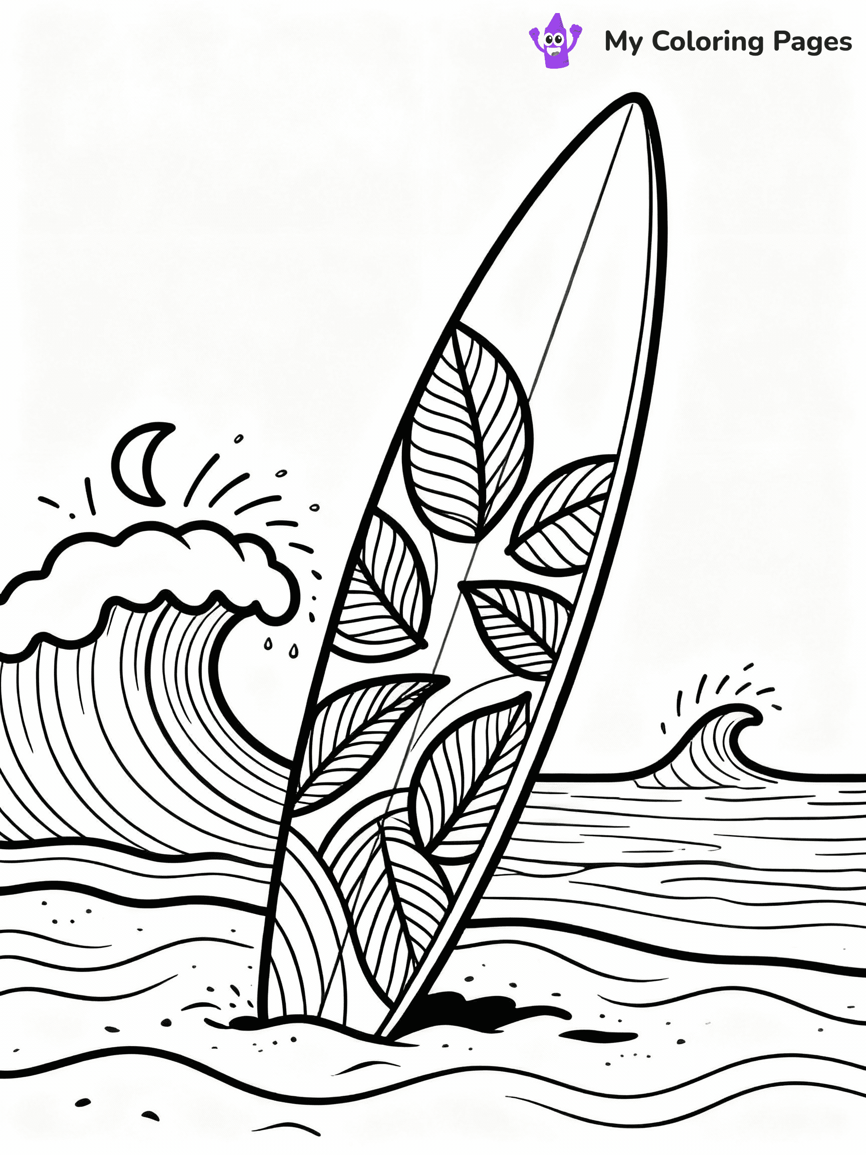 ⚠️ CRITICAL REQUIREMENT - ABSOLUTE BLACK AND WHITE ONLY ⚠️
This MUST be a BLACK AND WHITE line drawing ONLY. NO COLORS whatsoever.
- ONLY pure black lines (#000000) on pure white background (#FFFFFF)
- ABSOLUTELY NO colors, NO shading, NO gradients, NO grayscale
- If there are ANY colors in the output, the image is REJECTED
- This is a COLORING PAGE - meant to be COLORED IN by children
- The output must be UNCOLORED line art ready for coloring
⚠️ SUBJECT TO DRAW: Surfboard with tropical patterns, standing in sand, waves crashing in background, dynamic style
(REMEMBER: Output must be BLACK AND WHITE line art only, NOT colored!)
# COLORING PAGE: BLACK OUTLINES ONLY - WHITE BACKGROUND MANDATORY
Create a **coloring book page** using EXACTLY two values: black lines, white space.
## NON-NEGOTIABLE BINARY RULES
- **ONLY #000000 (black) and #FFFFFF (white)** - NO other values exist
- **EVERY PIXEL = BLACK OR WHITE** - no gray/shading/antialiasing
- **WHITE BACKGROUND MANDATORY** - entire canvas stays white
- **ALL SHAPES HOLLOW** - everything is empty outlines waiting to be colored
- **FORBIDDEN:** fills, shading, gradients, patterns, textures, colors
- **NO SOLID REGIONS** - if it's not a thin line, it's wrong
## Universal Line Standards
- Black outlines ONLY - thin, uniform weight
- Every shape completely empty inside
- Closed contours suitable for coloring
- Simple flat illustration - zero depth/3D/realism
- **Style:** Whimsical Doodle Art Alley - rounded, friendly outlines (unless specified)
## Everything = Outline Only
- Characters/animals: hollow shapes
- Objects/clothing: empty contours
- Backgrounds/scenery: line work only
- Natural elements: outlined forms
- Dark/night areas: don't exist (use outlined symbols)
- Textures/patterns: convert to simple lines
## The Test
Can a child color EVERY white space with crayons? If any area is pre-filled/shaded/gray or colored in, it FAILS. Every shape must be waiting to receive color.
**FINAL OUTPUT**: Binary coloring page. Black lines define shapes. White spaces ready for coloring. Nothing else exists. No exceptions. Print-ready.
⚠️ FINAL REMINDER: Draw the subject "Surfboard with tropical patterns, standing in sand, waves crashing in background, dynamic style" as BLACK AND WHITE line art. Zero colors in output.