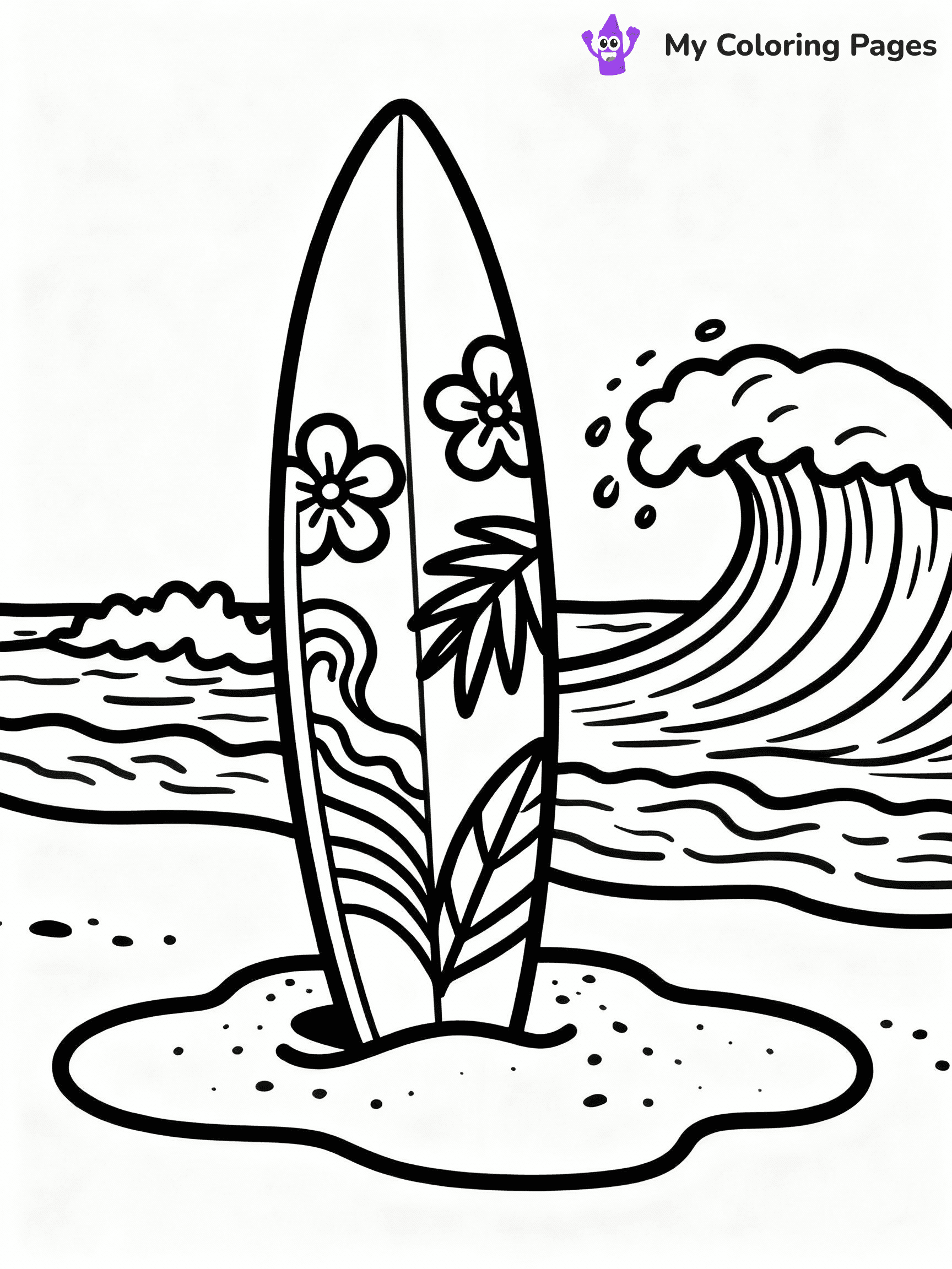 ⚠️ CRITICAL REQUIREMENT - ABSOLUTE BLACK AND WHITE ONLY ⚠️
This MUST be a BLACK AND WHITE line drawing ONLY. NO COLORS whatsoever.
- ONLY pure black lines (#000000) on pure white background (#FFFFFF)
- ABSOLUTELY NO colors, NO shading, NO gradients, NO grayscale
- If there are ANY colors in the output, the image is REJECTED
- This is a COLORING PAGE - meant to be COLORED IN by children
- The output must be UNCOLORED line art ready for coloring
⚠️ SUBJECT TO DRAW: Surfboard with tropical patterns, standing in sand, waves crashing in background, dynamic style
(REMEMBER: Output must be BLACK AND WHITE line art only, NOT colored!)
# COLORING PAGE: BLACK OUTLINES ONLY - WHITE BACKGROUND MANDATORY
Create a **coloring book page** using EXACTLY two values: black lines, white space.
## NON-NEGOTIABLE BINARY RULES
- **ONLY #000000 (black) and #FFFFFF (white)** - NO other values exist
- **EVERY PIXEL = BLACK OR WHITE** - no gray/shading/antialiasing
- **WHITE BACKGROUND MANDATORY** - entire canvas stays white
- **ALL SHAPES HOLLOW** - everything is empty outlines waiting to be colored
- **FORBIDDEN:** fills, shading, gradients, patterns, textures, colors
- **NO SOLID REGIONS** - if it's not a thin line, it's wrong
## Universal Line Standards
- Black outlines ONLY - thin, uniform weight
- Every shape completely empty inside
- Closed contours suitable for coloring
- Simple flat illustration - zero depth/3D/realism
- **Style:** Whimsical Doodle Art Alley - rounded, friendly outlines (unless specified)
## Everything = Outline Only
- Characters/animals: hollow shapes
- Objects/clothing: empty contours
- Backgrounds/scenery: line work only
- Natural elements: outlined forms
- Dark/night areas: don't exist (use outlined symbols)
- Textures/patterns: convert to simple lines
## The Test
Can a child color EVERY white space with crayons? If any area is pre-filled/shaded/gray or colored in, it FAILS. Every shape must be waiting to receive color.
**FINAL OUTPUT**: Binary coloring page. Black lines define shapes. White spaces ready for coloring. Nothing else exists. No exceptions. Print-ready.
⚠️ FINAL REMINDER: Draw the subject "Surfboard with tropical patterns, standing in sand, waves crashing in background, dynamic style" as BLACK AND WHITE line art. Zero colors in output.