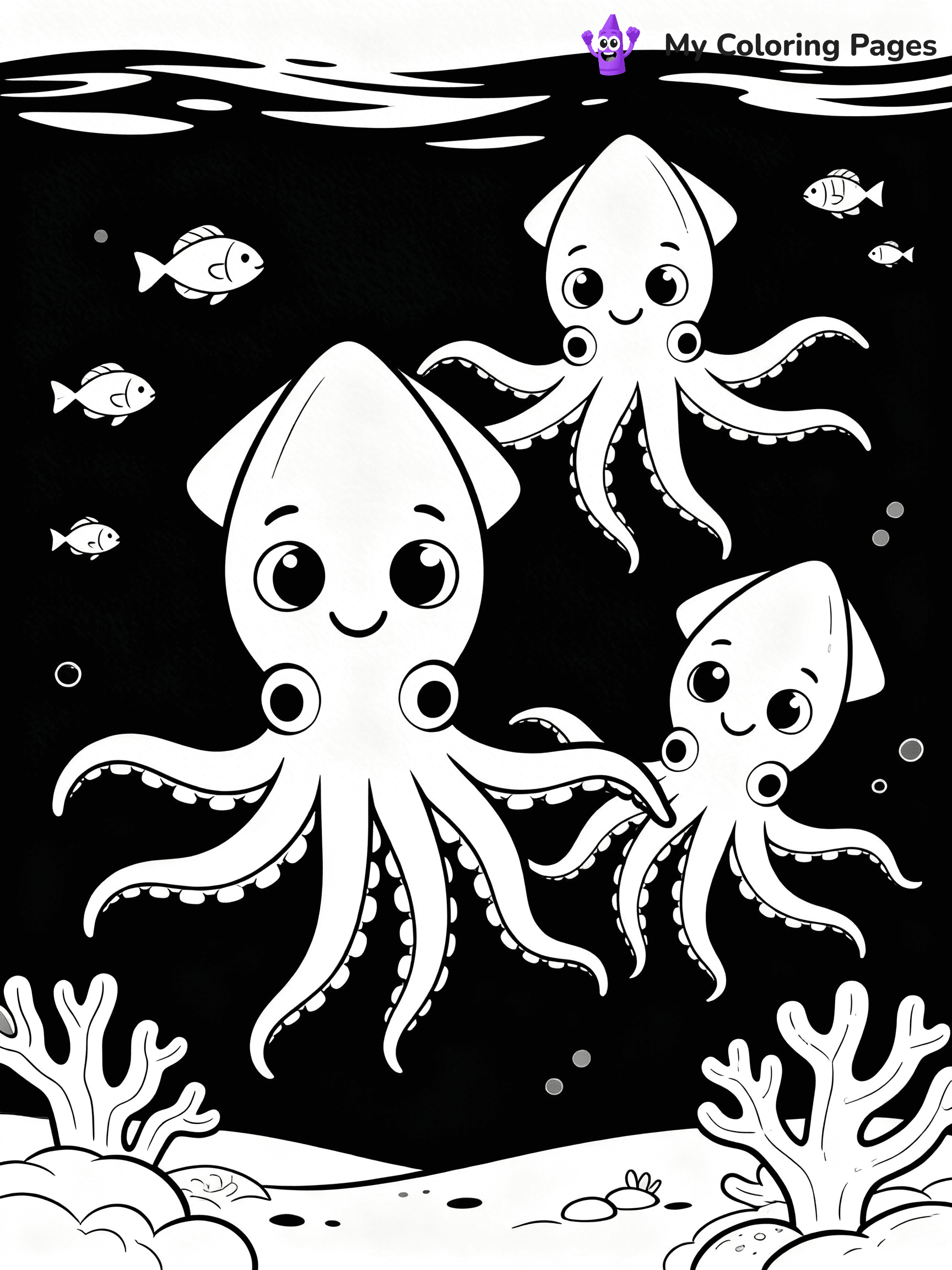Squid Coloring Pages - 3