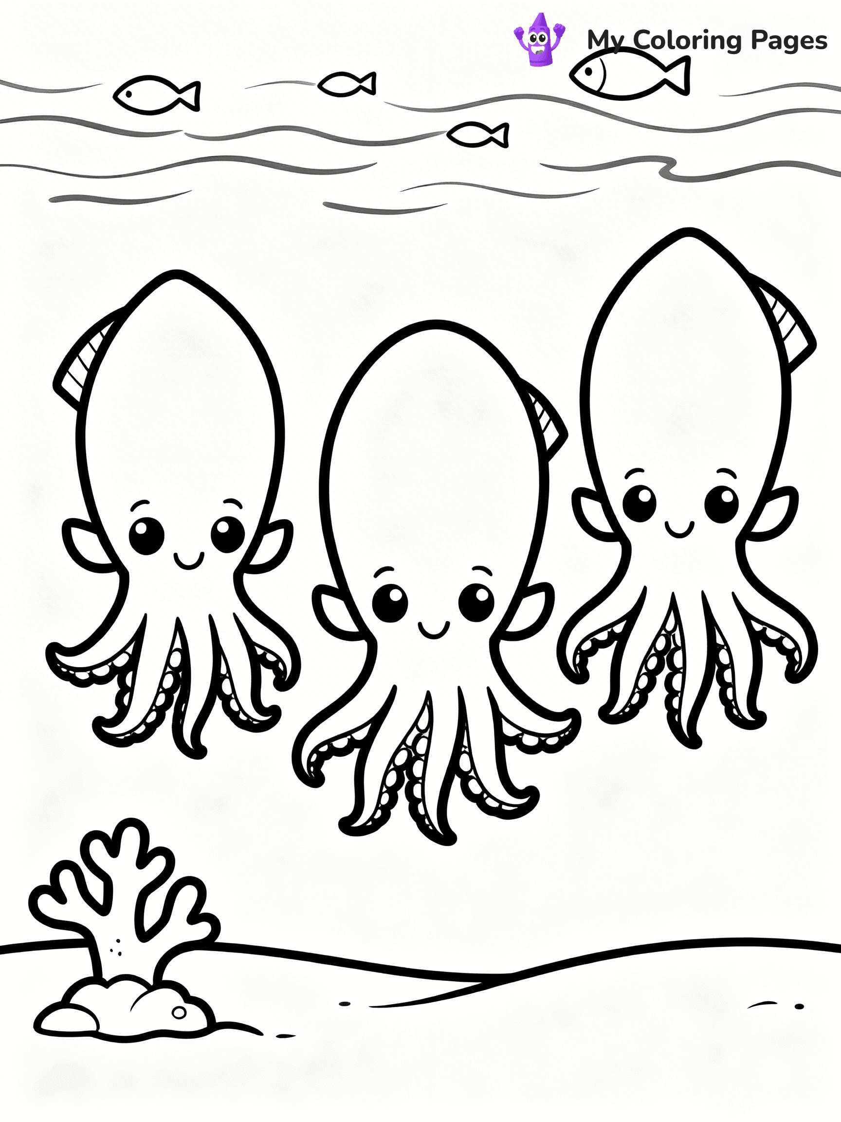 Squid Coloring Pages - 2