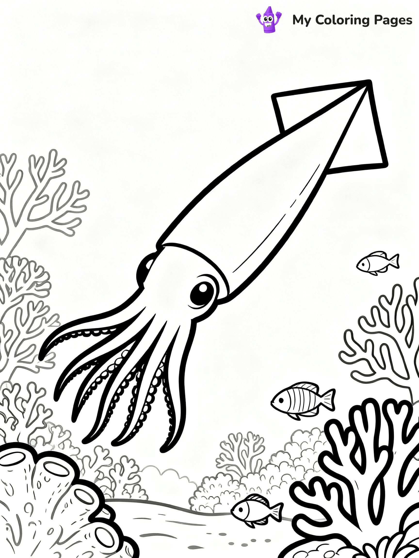 Squid Coloring Pages - 1