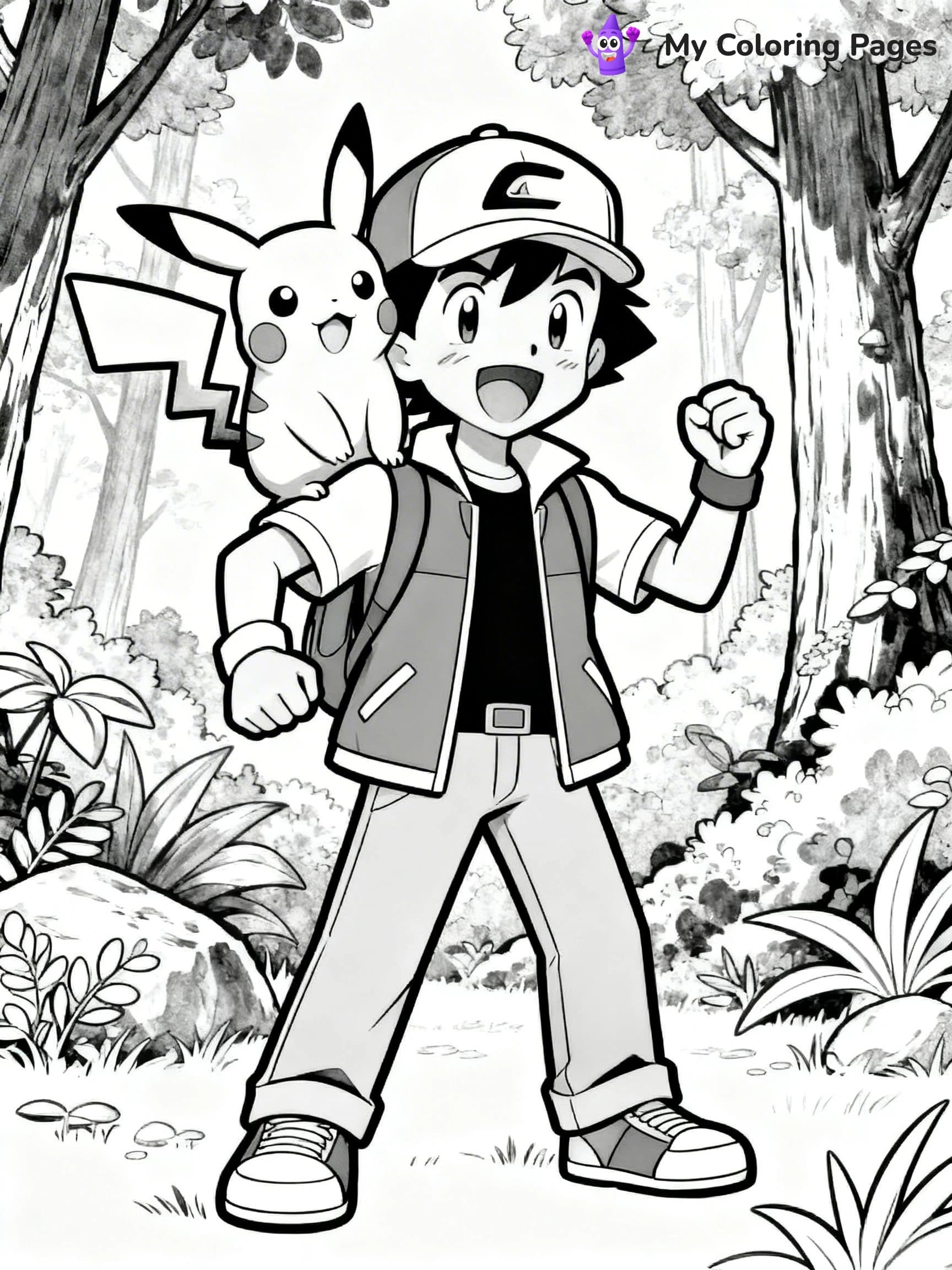 Pokemon Ash Coloring Pages - 2