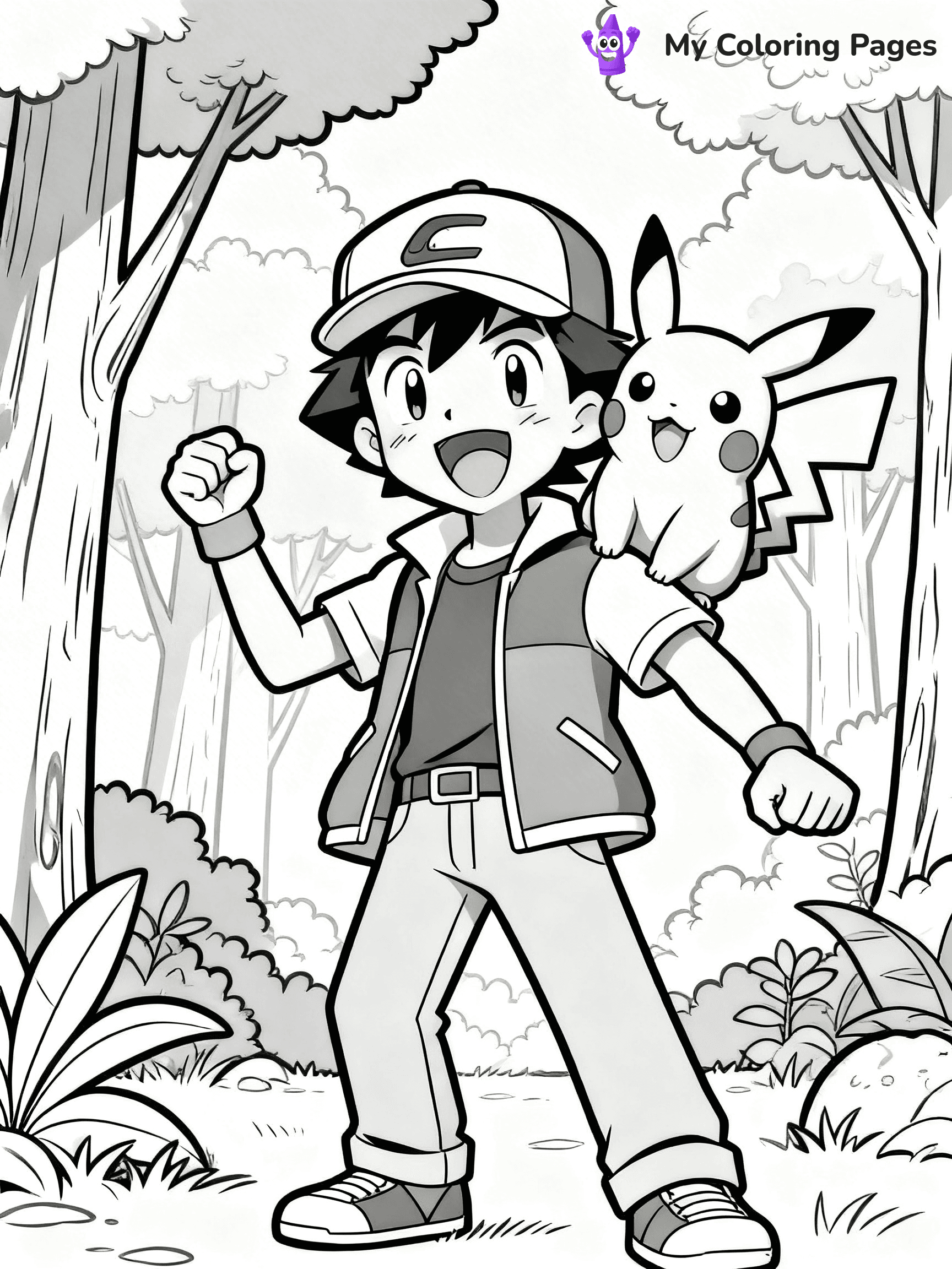 Pokemon Ash Coloring Pages - 1