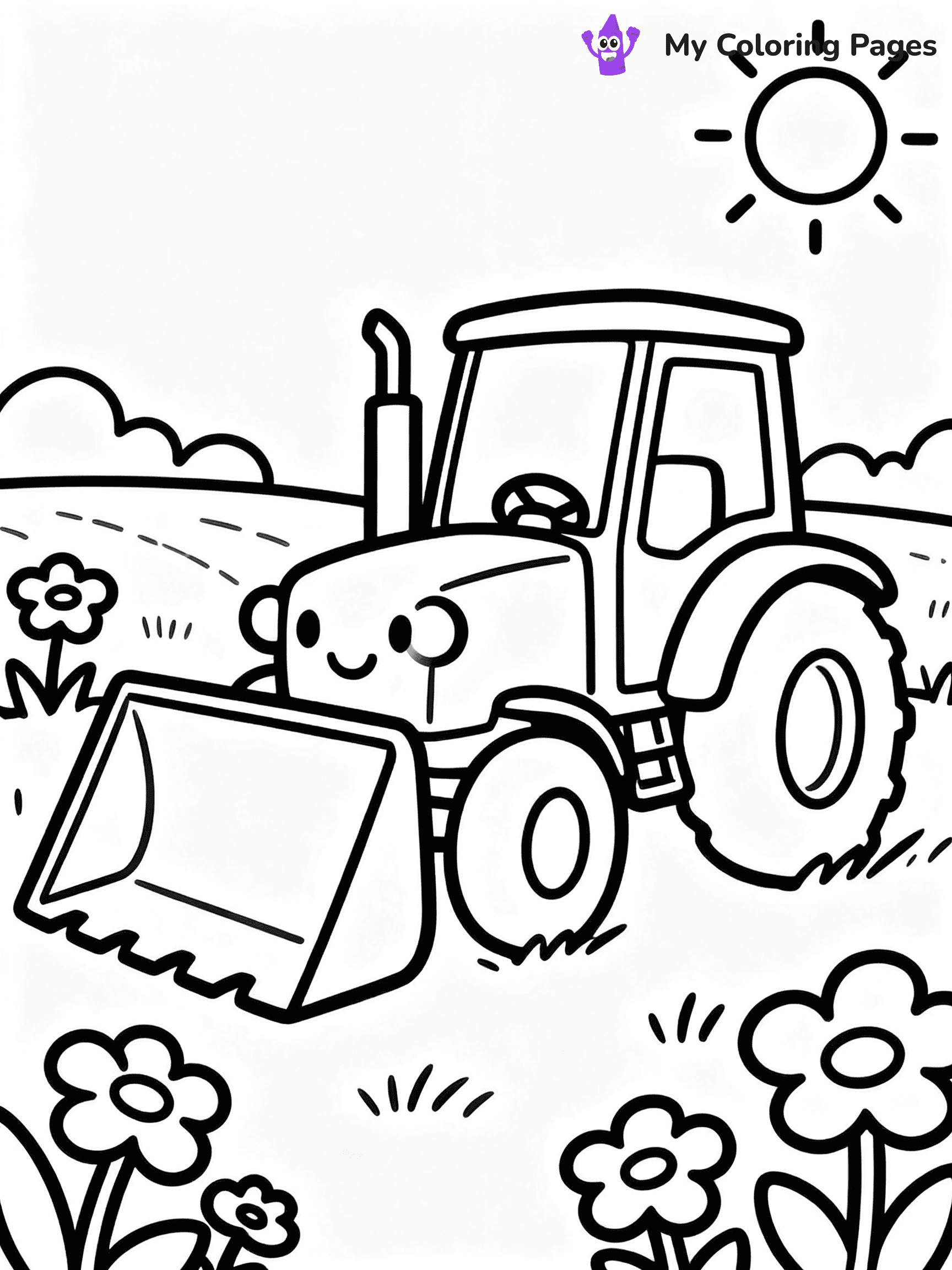 ⚠️ CRITICAL REQUIREMENT - ABSOLUTE BLACK AND WHITE ONLY ⚠️
This MUST be a BLACK AND WHITE line drawing ONLY. NO COLORS whatsoever.
- ONLY pure black lines (#000000) on pure white background (#FFFFFF)
- ABSOLUTELY NO colors, NO shading, NO gradients, NO grayscale
- If there are ANY colors in the output, the image is REJECTED
- This is a COLORING PAGE - meant to be COLORED IN by children
- The output must be UNCOLORED line art ready for coloring
⚠️ SUBJECT TO DRAW: Small tractor with a big front loader in cartoon style, parked in a sunny field, flowers around
(REMEMBER: Output must be BLACK AND WHITE line art only, NOT colored!)
# COLORING PAGE: BLACK OUTLINES ONLY - WHITE BACKGROUND MANDATORY
Create a **coloring book page** using EXACTLY two values: black lines, white space.
## NON-NEGOTIABLE BINARY RULES
- **ONLY #000000 (black) and #FFFFFF (white)** - NO other values exist
- **EVERY PIXEL = BLACK OR WHITE** - no gray/shading/antialiasing
- **WHITE BACKGROUND MANDATORY** - entire canvas stays white
- **ALL SHAPES HOLLOW** - everything is empty outlines waiting to be colored
- **FORBIDDEN:** fills, shading, gradients, patterns, textures, colors
- **NO SOLID REGIONS** - if it's not a thin line, it's wrong
## Universal Line Standards
- Black outlines ONLY - thin, uniform weight
- Every shape completely empty inside
- Closed contours suitable for coloring
- Simple flat illustration - zero depth/3D/realism
- **Style:** Whimsical Doodle Art Alley - rounded, friendly outlines (unless specified)
## Everything = Outline Only
- Characters/animals: hollow shapes
- Objects/clothing: empty contours
- Backgrounds/scenery: line work only
- Natural elements: outlined forms
- Dark/night areas: don't exist (use outlined symbols)
- Textures/patterns: convert to simple lines
## The Test
Can a child color EVERY white space with crayons? If any area is pre-filled/shaded/gray or colored in, it FAILS. Every shape must be waiting to receive color.
**FINAL OUTPUT**: Binary coloring page. Black lines define shapes. White spaces ready for coloring. Nothing else exists. No exceptions. Print-ready.
⚠️ FINAL REMINDER: Draw the subject "Small tractor with a big front loader in cartoon style, parked in a sunny field, flowers around" as BLACK AND WHITE line art. Zero colors in output.