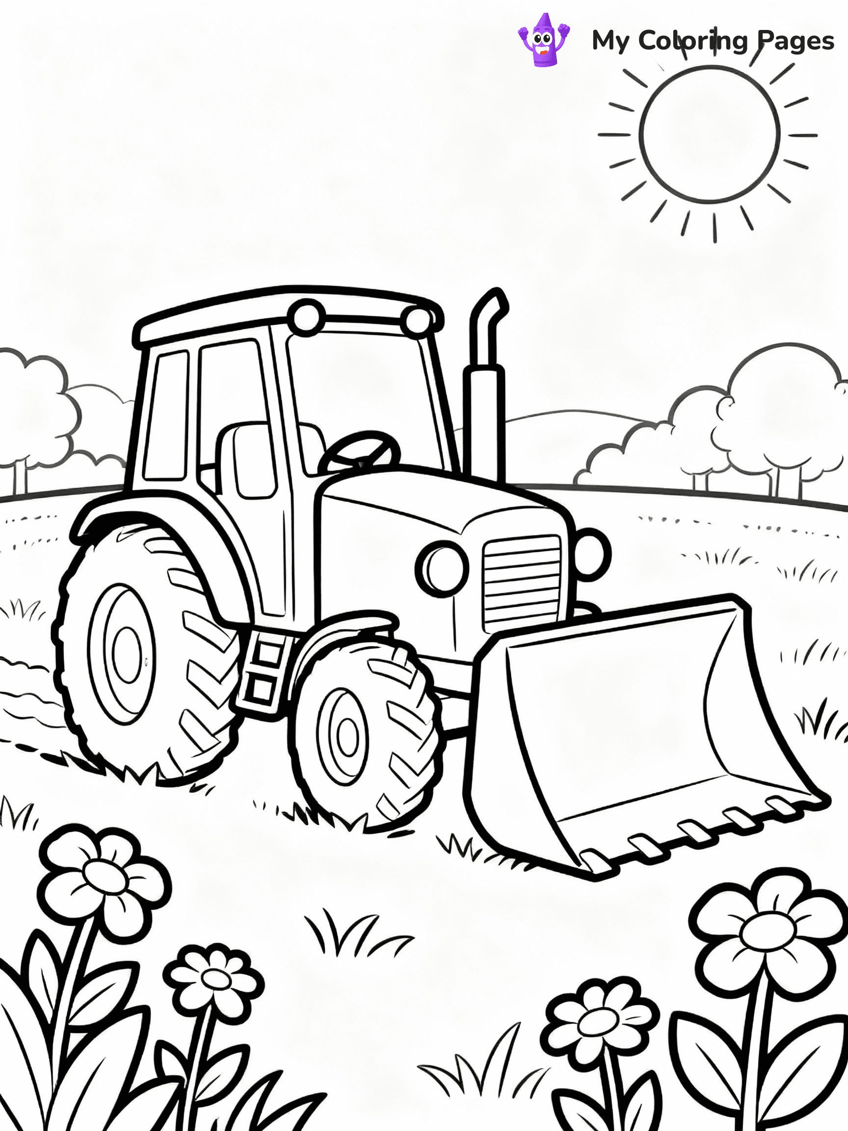 ⚠️ CRITICAL REQUIREMENT - ABSOLUTE BLACK AND WHITE ONLY ⚠️
This MUST be a BLACK AND WHITE line drawing ONLY. NO COLORS whatsoever.
- ONLY pure black lines (#000000) on pure white background (#FFFFFF)
- ABSOLUTELY NO colors, NO shading, NO gradients, NO grayscale
- If there are ANY colors in the output, the image is REJECTED
- This is a COLORING PAGE - meant to be COLORED IN by children
- The output must be UNCOLORED line art ready for coloring
⚠️ SUBJECT TO DRAW: Small tractor with a big front loader in cartoon style, parked in a sunny field, flowers around
(REMEMBER: Output must be BLACK AND WHITE line art only, NOT colored!)
# COLORING PAGE: BLACK OUTLINES ONLY - WHITE BACKGROUND MANDATORY
Create a **coloring book page** using EXACTLY two values: black lines, white space.
## NON-NEGOTIABLE BINARY RULES
- **ONLY #000000 (black) and #FFFFFF (white)** - NO other values exist
- **EVERY PIXEL = BLACK OR WHITE** - no gray/shading/antialiasing
- **WHITE BACKGROUND MANDATORY** - entire canvas stays white
- **ALL SHAPES HOLLOW** - everything is empty outlines waiting to be colored
- **FORBIDDEN:** fills, shading, gradients, patterns, textures, colors
- **NO SOLID REGIONS** - if it's not a thin line, it's wrong
## Universal Line Standards
- Black outlines ONLY - thin, uniform weight
- Every shape completely empty inside
- Closed contours suitable for coloring
- Simple flat illustration - zero depth/3D/realism
- **Style:** Whimsical Doodle Art Alley - rounded, friendly outlines (unless specified)
## Everything = Outline Only
- Characters/animals: hollow shapes
- Objects/clothing: empty contours
- Backgrounds/scenery: line work only
- Natural elements: outlined forms
- Dark/night areas: don't exist (use outlined symbols)
- Textures/patterns: convert to simple lines
## The Test
Can a child color EVERY white space with crayons? If any area is pre-filled/shaded/gray or colored in, it FAILS. Every shape must be waiting to receive color.
**FINAL OUTPUT**: Binary coloring page. Black lines define shapes. White spaces ready for coloring. Nothing else exists. No exceptions. Print-ready.
⚠️ FINAL REMINDER: Draw the subject "Small tractor with a big front loader in cartoon style, parked in a sunny field, flowers around" as BLACK AND WHITE line art. Zero colors in output.