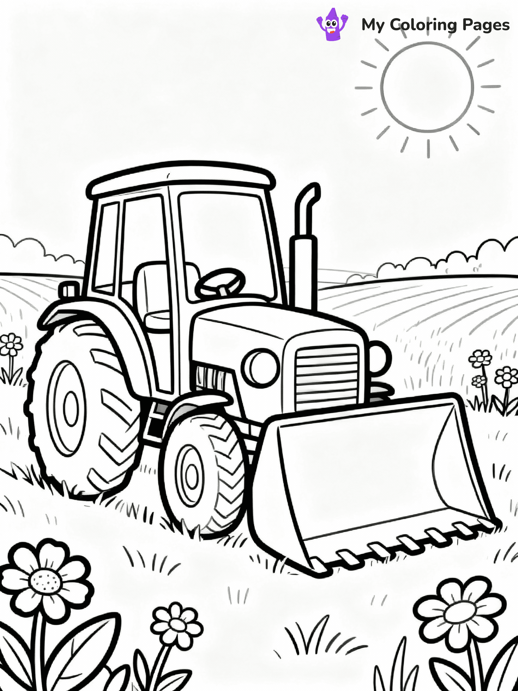 ⚠️ CRITICAL REQUIREMENT - ABSOLUTE BLACK AND WHITE ONLY ⚠️
This MUST be a BLACK AND WHITE line drawing ONLY. NO COLORS whatsoever.
- ONLY pure black lines (#000000) on pure white background (#FFFFFF)
- ABSOLUTELY NO colors, NO shading, NO gradients, NO grayscale
- If there are ANY colors in the output, the image is REJECTED
- This is a COLORING PAGE - meant to be COLORED IN by children
- The output must be UNCOLORED line art ready for coloring
⚠️ SUBJECT TO DRAW: Small tractor with a big front loader in cartoon style, parked in a sunny field, flowers around
(REMEMBER: Output must be BLACK AND WHITE line art only, NOT colored!)
# COLORING PAGE: BLACK OUTLINES ONLY - WHITE BACKGROUND MANDATORY
Create a **coloring book page** using EXACTLY two values: black lines, white space.
## NON-NEGOTIABLE BINARY RULES
- **ONLY #000000 (black) and #FFFFFF (white)** - NO other values exist
- **EVERY PIXEL = BLACK OR WHITE** - no gray/shading/antialiasing
- **WHITE BACKGROUND MANDATORY** - entire canvas stays white
- **ALL SHAPES HOLLOW** - everything is empty outlines waiting to be colored
- **FORBIDDEN:** fills, shading, gradients, patterns, textures, colors
- **NO SOLID REGIONS** - if it's not a thin line, it's wrong
## Universal Line Standards
- Black outlines ONLY - thin, uniform weight
- Every shape completely empty inside
- Closed contours suitable for coloring
- Simple flat illustration - zero depth/3D/realism
- **Style:** Whimsical Doodle Art Alley - rounded, friendly outlines (unless specified)
## Everything = Outline Only
- Characters/animals: hollow shapes
- Objects/clothing: empty contours
- Backgrounds/scenery: line work only
- Natural elements: outlined forms
- Dark/night areas: don't exist (use outlined symbols)
- Textures/patterns: convert to simple lines
## The Test
Can a child color EVERY white space with crayons? If any area is pre-filled/shaded/gray or colored in, it FAILS. Every shape must be waiting to receive color.
**FINAL OUTPUT**: Binary coloring page. Black lines define shapes. White spaces ready for coloring. Nothing else exists. No exceptions. Print-ready.
⚠️ FINAL REMINDER: Draw the subject "Small tractor with a big front loader in cartoon style, parked in a sunny field, flowers around" as BLACK AND WHITE line art. Zero colors in output.