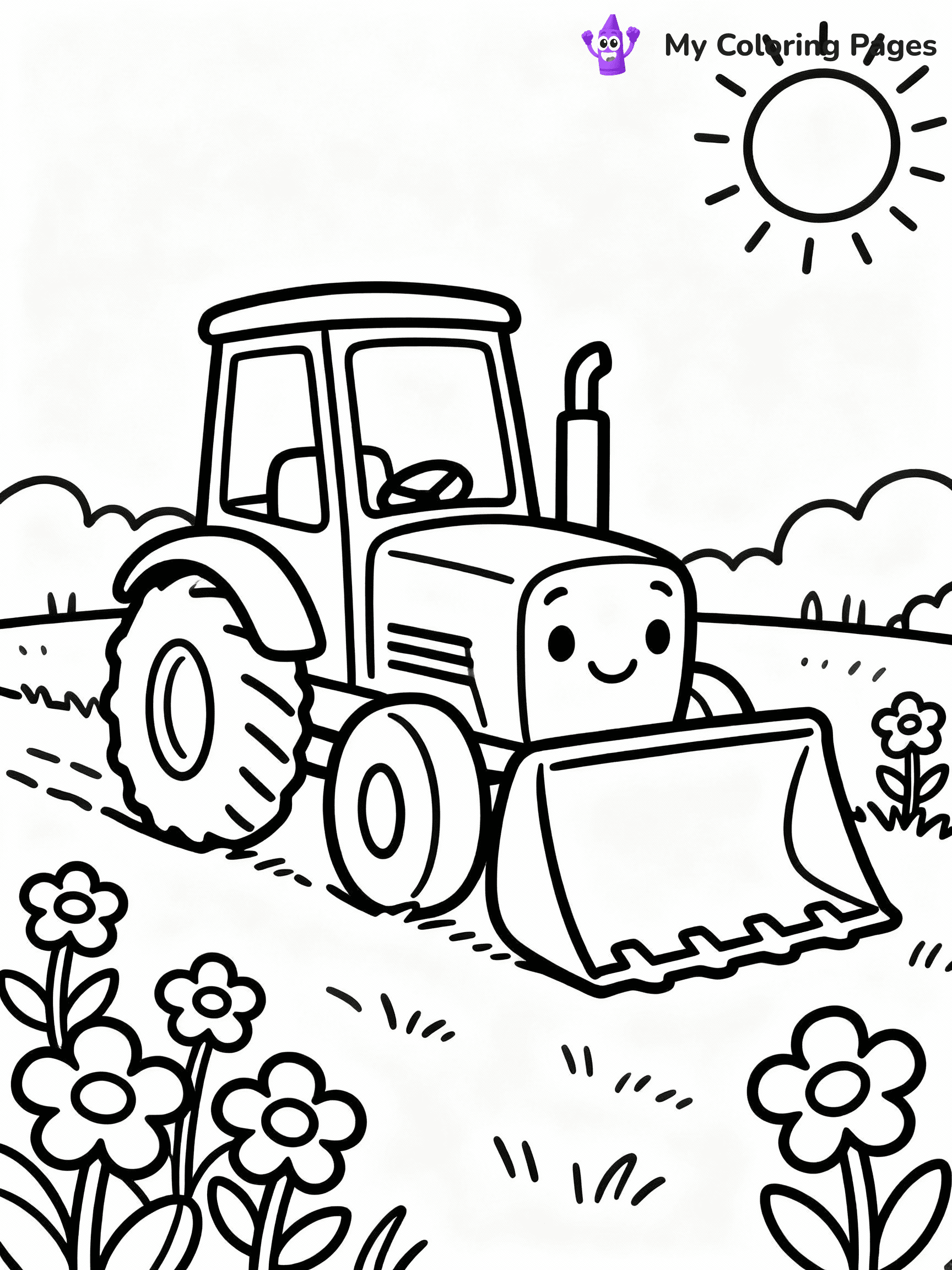 ⚠️ CRITICAL REQUIREMENT - ABSOLUTE BLACK AND WHITE ONLY ⚠️
This MUST be a BLACK AND WHITE line drawing ONLY. NO COLORS whatsoever.
- ONLY pure black lines (#000000) on pure white background (#FFFFFF)
- ABSOLUTELY NO colors, NO shading, NO gradients, NO grayscale
- If there are ANY colors in the output, the image is REJECTED
- This is a COLORING PAGE - meant to be COLORED IN by children
- The output must be UNCOLORED line art ready for coloring
⚠️ SUBJECT TO DRAW: Small tractor with a big front loader in cartoon style, parked in a sunny field, flowers around
(REMEMBER: Output must be BLACK AND WHITE line art only, NOT colored!)
# COLORING PAGE: BLACK OUTLINES ONLY - WHITE BACKGROUND MANDATORY
Create a **coloring book page** using EXACTLY two values: black lines, white space.
## NON-NEGOTIABLE BINARY RULES
- **ONLY #000000 (black) and #FFFFFF (white)** - NO other values exist
- **EVERY PIXEL = BLACK OR WHITE** - no gray/shading/antialiasing
- **WHITE BACKGROUND MANDATORY** - entire canvas stays white
- **ALL SHAPES HOLLOW** - everything is empty outlines waiting to be colored
- **FORBIDDEN:** fills, shading, gradients, patterns, textures, colors
- **NO SOLID REGIONS** - if it's not a thin line, it's wrong
## Universal Line Standards
- Black outlines ONLY - thin, uniform weight
- Every shape completely empty inside
- Closed contours suitable for coloring
- Simple flat illustration - zero depth/3D/realism
- **Style:** Whimsical Doodle Art Alley - rounded, friendly outlines (unless specified)
## Everything = Outline Only
- Characters/animals: hollow shapes
- Objects/clothing: empty contours
- Backgrounds/scenery: line work only
- Natural elements: outlined forms
- Dark/night areas: don't exist (use outlined symbols)
- Textures/patterns: convert to simple lines
## The Test
Can a child color EVERY white space with crayons? If any area is pre-filled/shaded/gray or colored in, it FAILS. Every shape must be waiting to receive color.
**FINAL OUTPUT**: Binary coloring page. Black lines define shapes. White spaces ready for coloring. Nothing else exists. No exceptions. Print-ready.
⚠️ FINAL REMINDER: Draw the subject "Small tractor with a big front loader in cartoon style, parked in a sunny field, flowers around" as BLACK AND WHITE line art. Zero colors in output.