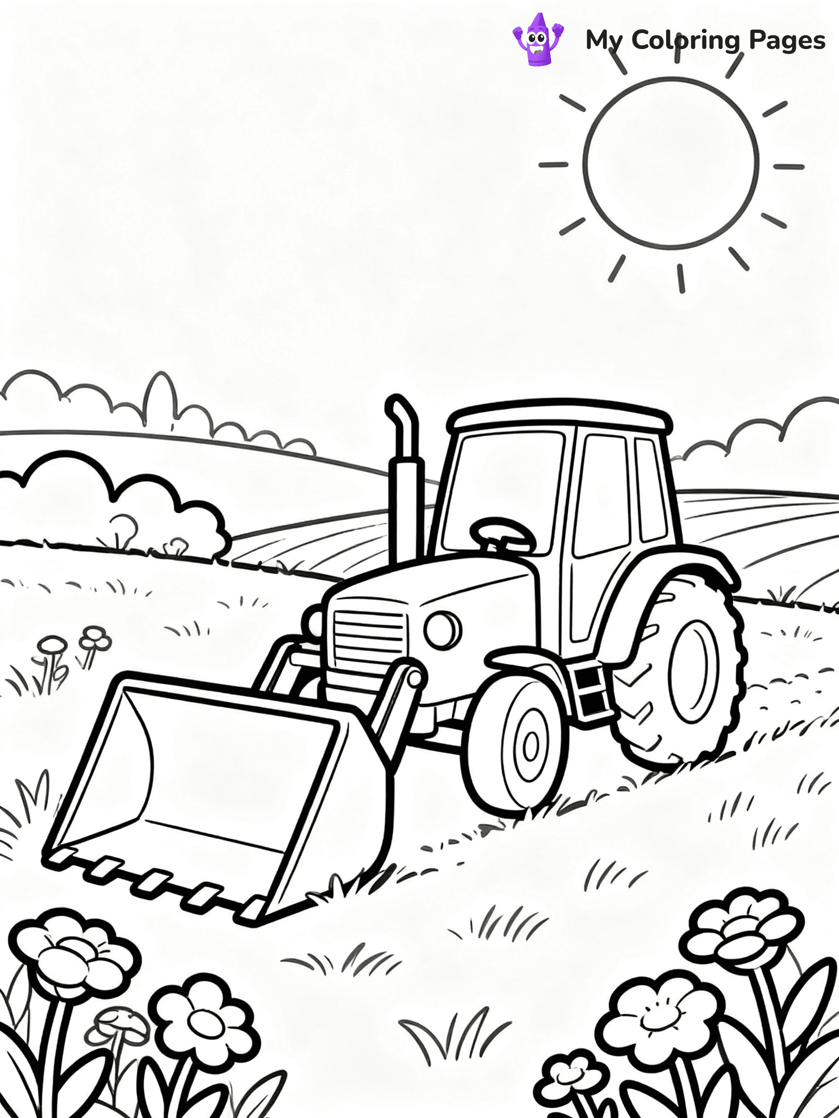 ⚠️ CRITICAL REQUIREMENT - ABSOLUTE BLACK AND WHITE ONLY ⚠️
This MUST be a BLACK AND WHITE line drawing ONLY. NO COLORS whatsoever.
- ONLY pure black lines (#000000) on pure white background (#FFFFFF)
- ABSOLUTELY NO colors, NO shading, NO gradients, NO grayscale
- If there are ANY colors in the output, the image is REJECTED
- This is a COLORING PAGE - meant to be COLORED IN by children
- The output must be UNCOLORED line art ready for coloring
⚠️ SUBJECT TO DRAW: Small tractor with a big front loader in cartoon style, parked in a sunny field, flowers around
(REMEMBER: Output must be BLACK AND WHITE line art only, NOT colored!)
# COLORING PAGE: BLACK OUTLINES ONLY - WHITE BACKGROUND MANDATORY
Create a **coloring book page** using EXACTLY two values: black lines, white space.
## NON-NEGOTIABLE BINARY RULES
- **ONLY #000000 (black) and #FFFFFF (white)** - NO other values exist
- **EVERY PIXEL = BLACK OR WHITE** - no gray/shading/antialiasing
- **WHITE BACKGROUND MANDATORY** - entire canvas stays white
- **ALL SHAPES HOLLOW** - everything is empty outlines waiting to be colored
- **FORBIDDEN:** fills, shading, gradients, patterns, textures, colors
- **NO SOLID REGIONS** - if it's not a thin line, it's wrong
## Universal Line Standards
- Black outlines ONLY - thin, uniform weight
- Every shape completely empty inside
- Closed contours suitable for coloring
- Simple flat illustration - zero depth/3D/realism
- **Style:** Whimsical Doodle Art Alley - rounded, friendly outlines (unless specified)
## Everything = Outline Only
- Characters/animals: hollow shapes
- Objects/clothing: empty contours
- Backgrounds/scenery: line work only
- Natural elements: outlined forms
- Dark/night areas: don't exist (use outlined symbols)
- Textures/patterns: convert to simple lines
## The Test
Can a child color EVERY white space with crayons? If any area is pre-filled/shaded/gray or colored in, it FAILS. Every shape must be waiting to receive color.
**FINAL OUTPUT**: Binary coloring page. Black lines define shapes. White spaces ready for coloring. Nothing else exists. No exceptions. Print-ready.
⚠️ FINAL REMINDER: Draw the subject "Small tractor with a big front loader in cartoon style, parked in a sunny field, flowers around" as BLACK AND WHITE line art. Zero colors in output.